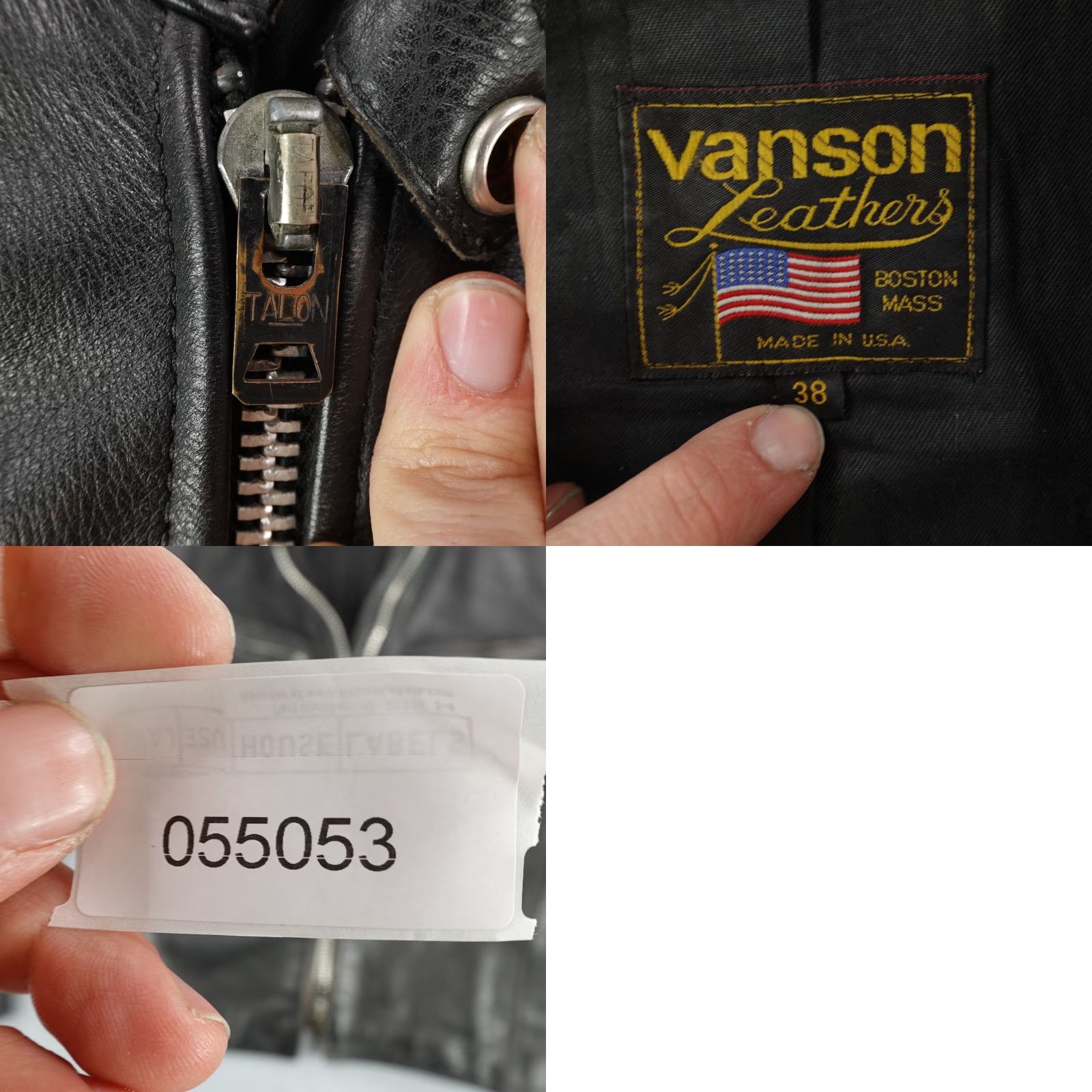 Vintage VINTAGE Vanson Jacket Mens 38 Black Moto Bomber Leather Coat Full Zip Up Biker Size US XXS / EU 40 - 9 Thumbnail