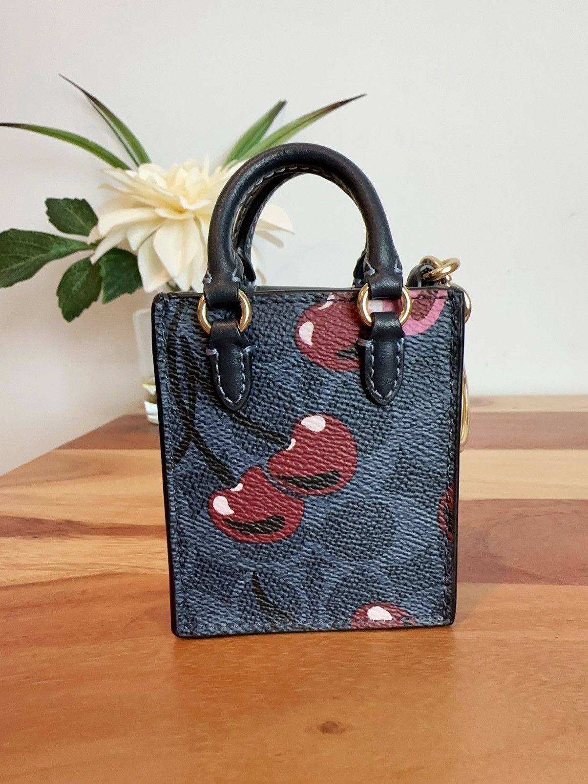 Coach NWT Coach North /South Mini Tote Bag Charm With Cherry Print Size ONE SIZE - 3 Thumbnail