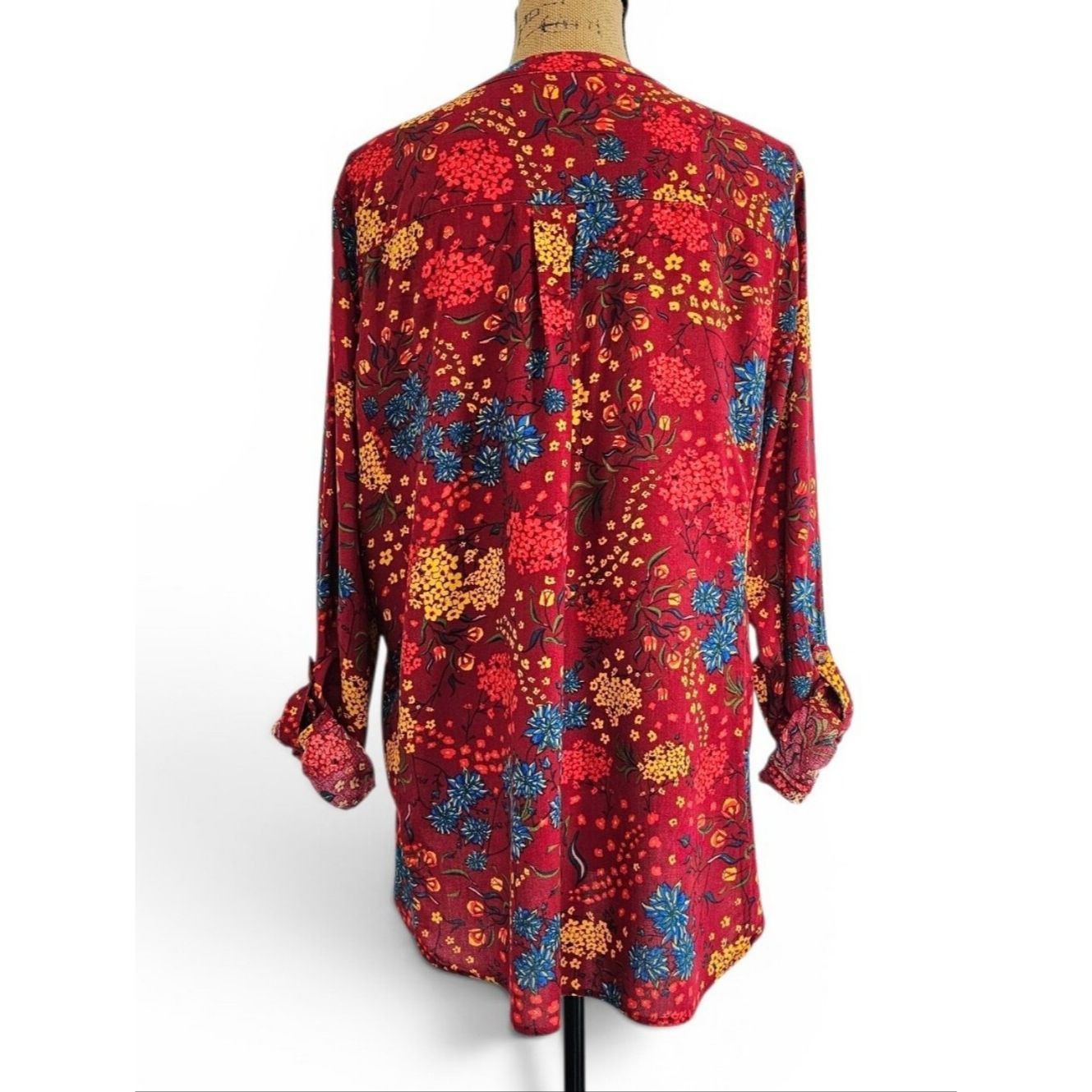 Anthropologie Anthropologie Maeve Floral Pintuck Red Boho Peasant Top Rol Size XL / US 12-14 / IT 48-50 - 5 Thumbnail