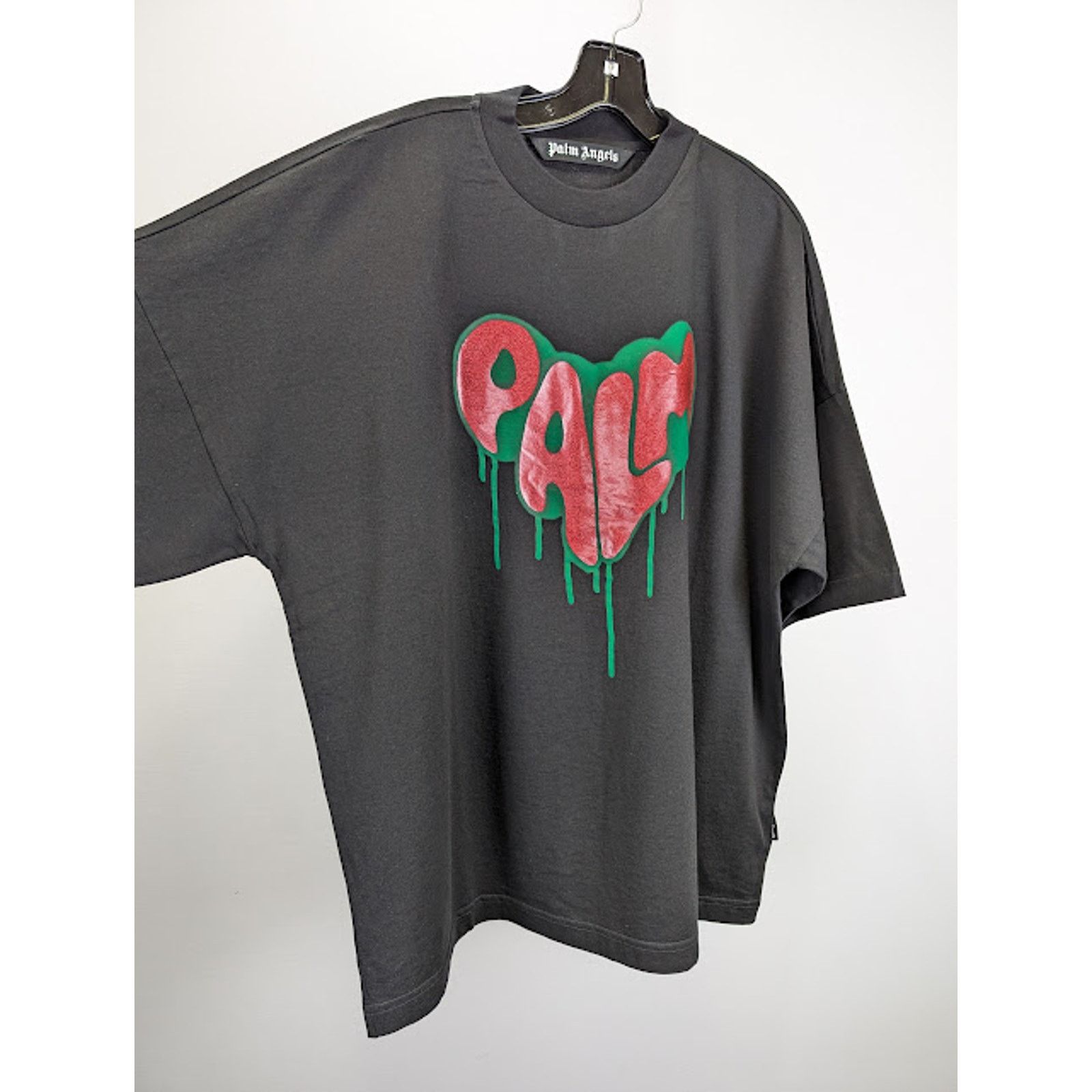 Palm Angels o1rshd1 Spray Heart Loose T-Shirt in Black / Fuchsia Size US XL / EU 56 / 4 - 5 Thumbnail