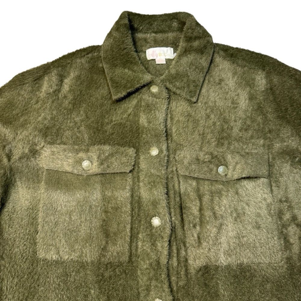 Other New Belle by Kim Gravel Fuzzy Olive Fuzzy Shirt Jacket Shac Size S / US 4 / IT 40 - 5 Thumbnail