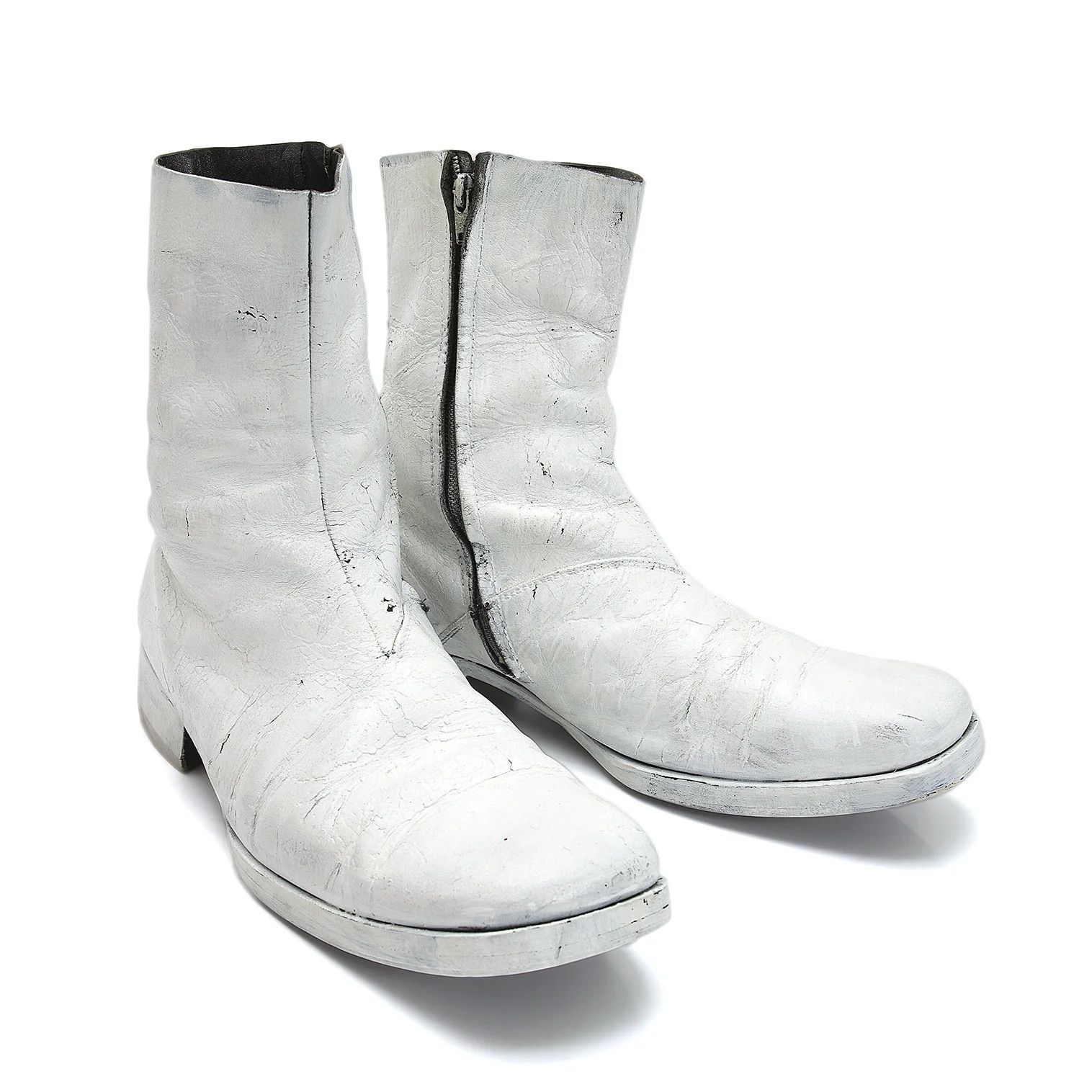 Maison Margiela Square-Toe Painted Leather Boots in White, Size 28cm Size US 10 / EU 43 - 1 Thumbnail
