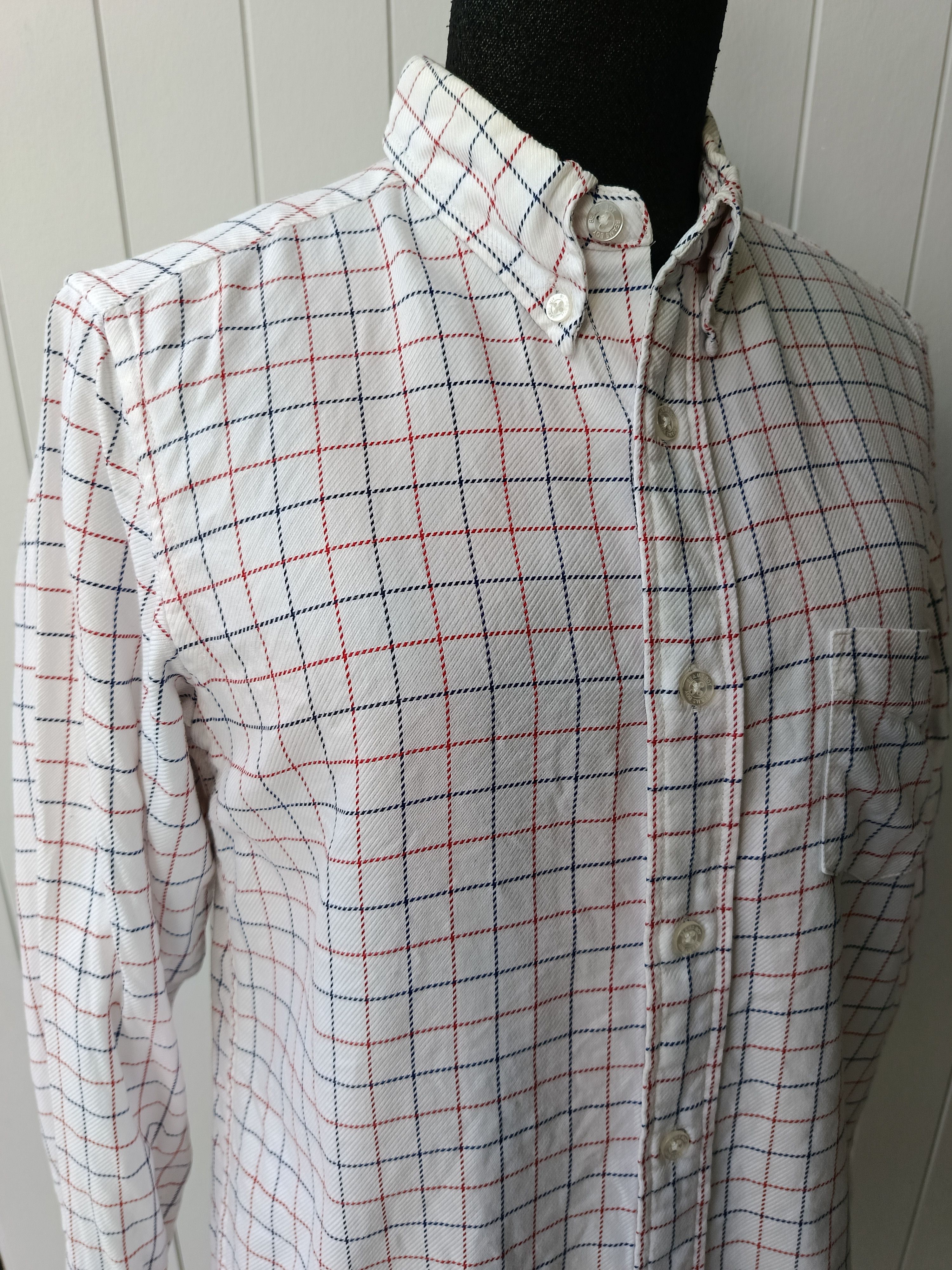 Beams Plus × Japanese Brand BEAMS BOY white square check striped button down shirt S M Size M / US 6-8 / IT 42-44 - 6 Thumbnail