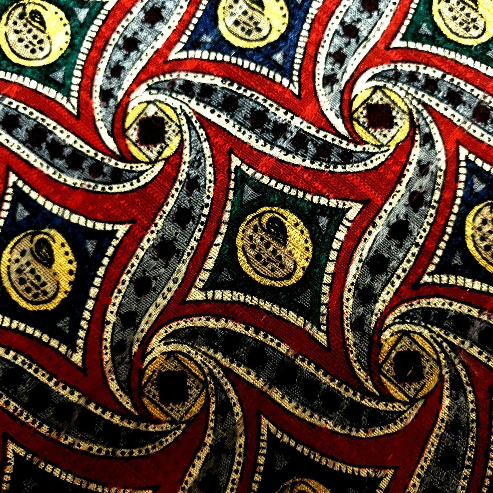 Vintage Barbara Blank Silk Tie Abstract Red Woven Short Size ONE SIZE - 2 Thumbnail
