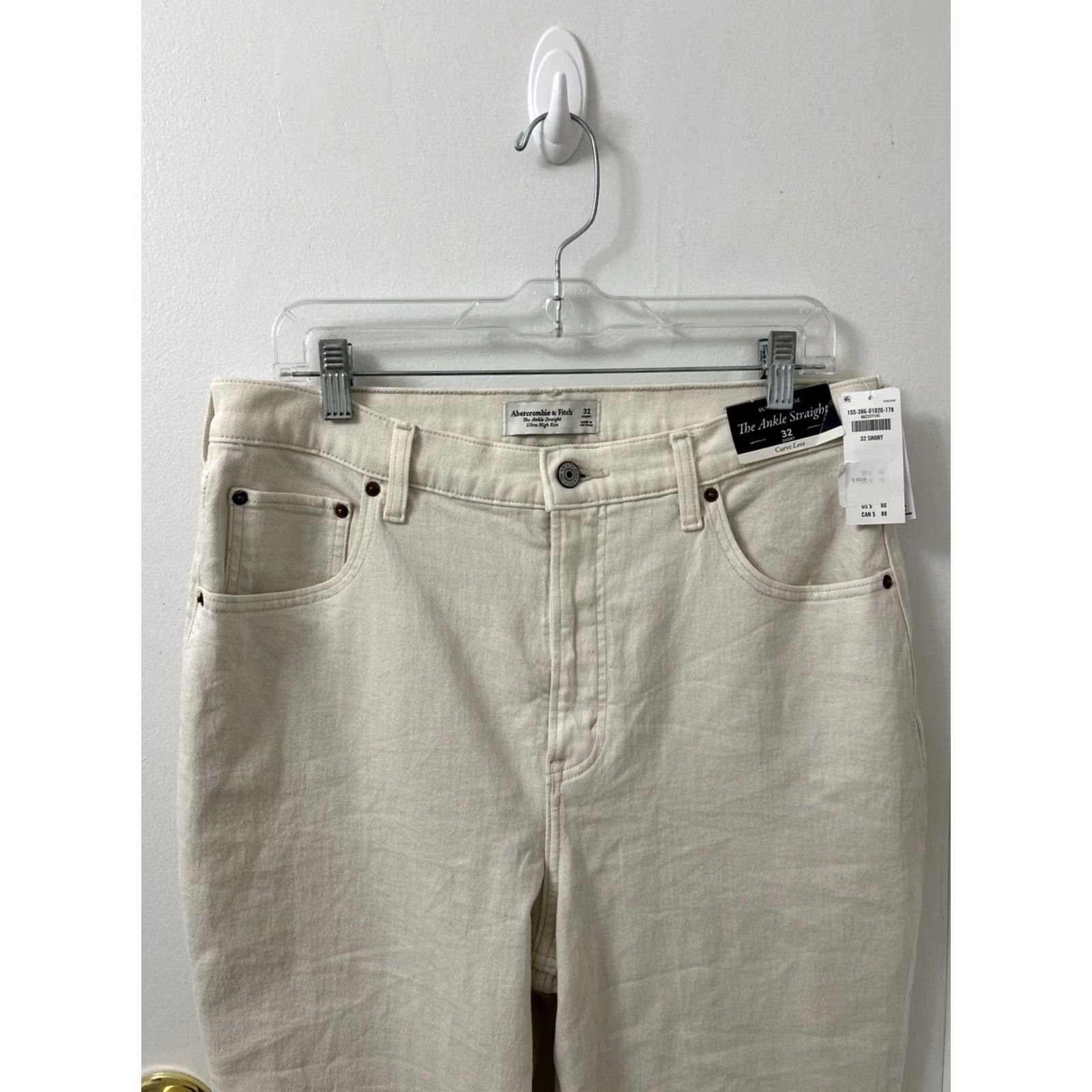 Abercrombie & Fitch VINTAGE Abercrombie & Fitch Jeans Womens 32x24 Beige Cream Ankle Straight Ultra High Rise Regular Size 32 Women Jeans Cream Ankle 90s Style Womens Size 24" / US 00 / IT 34 - 2 Thumbnail