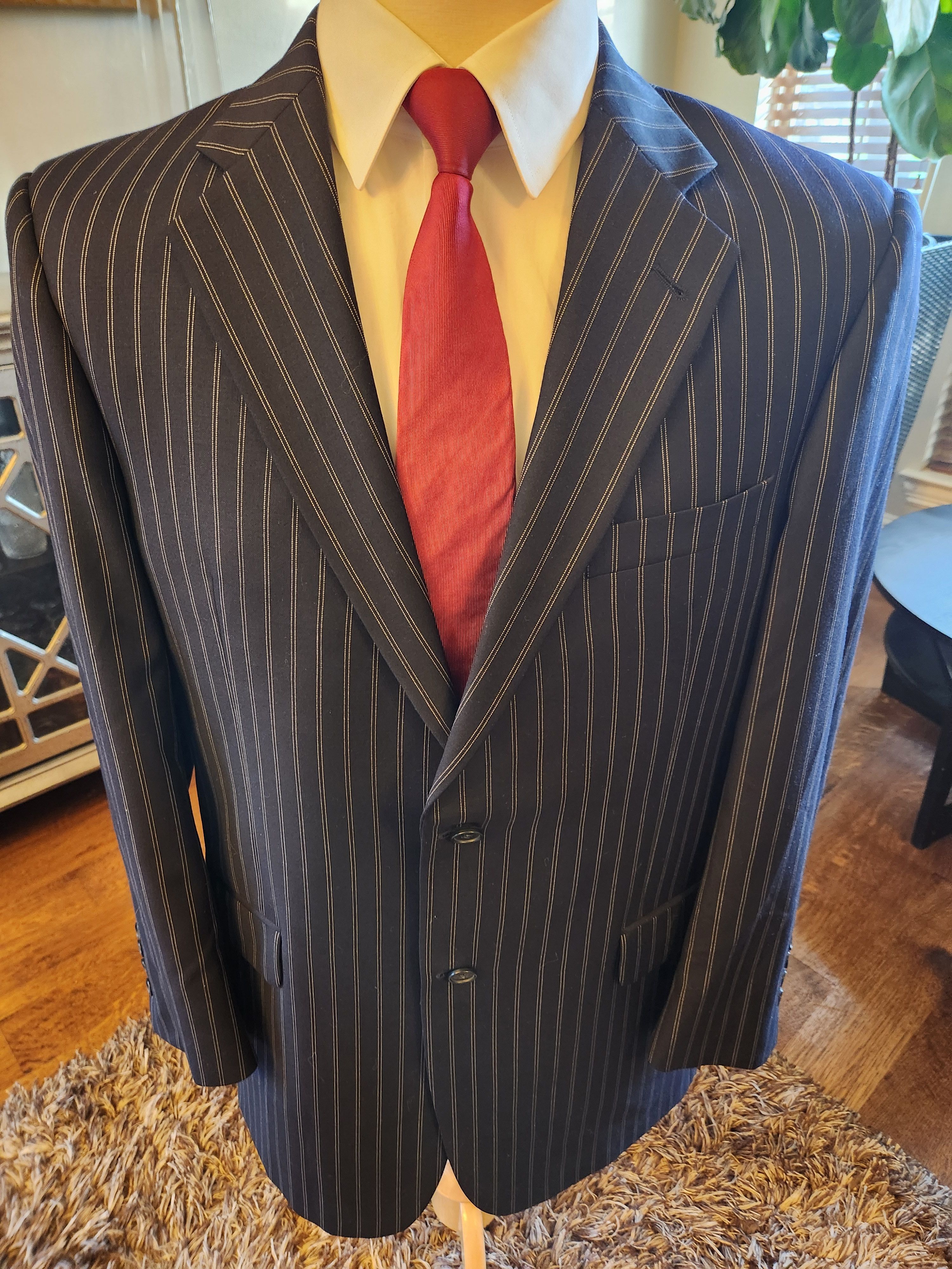 Coppley 100% Wool Blue Pinstripe Blazer Size 44R - 1 Thumbnail