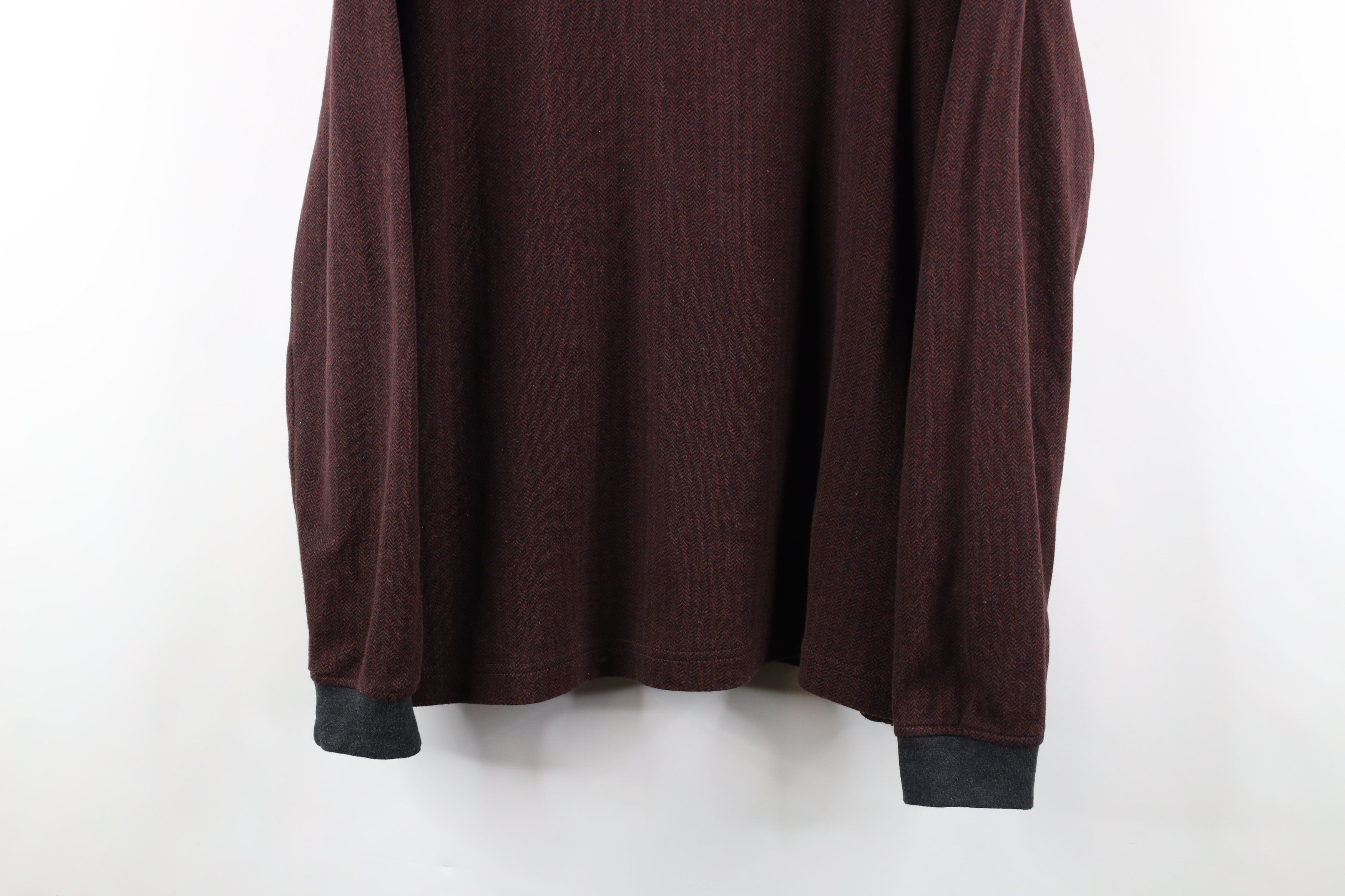 Lands' End × Vintage Vintage 90s Lands End Herringbone Long Sleeve Rugby Shirt Size US L / EU 52-54 / 3 - 3 Thumbnail