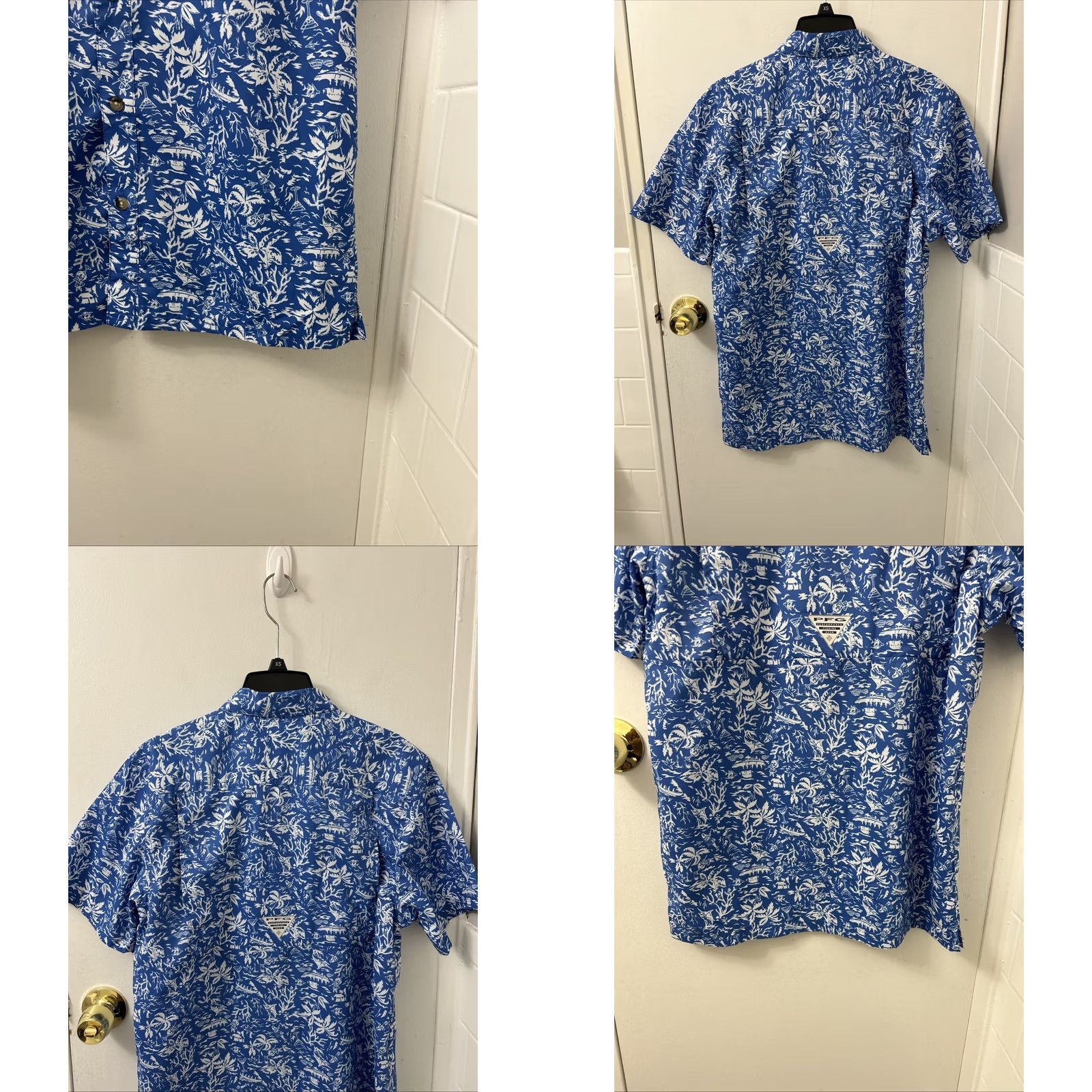 Vintage Columbia PFG Shirt Mens Sz Small Blue Hawaiian Button-Down Pocket Short Sleeve Shirt Size US S / EU 44-46 / 1 - 8 Thumbnail