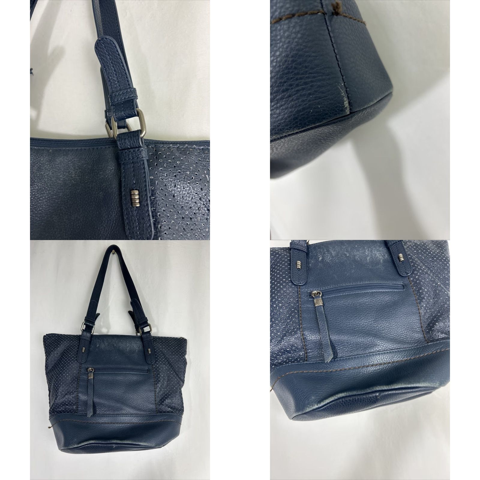 The Sak VINTAGE The Sak Leather Shoulder Bag Blue 15x11x7.5 Eye-lit Womens Shoulder Bag 15x11x7.5 Blue Eye-lit Leather The Sak Women Size ONE SIZE - 8 Thumbnail
