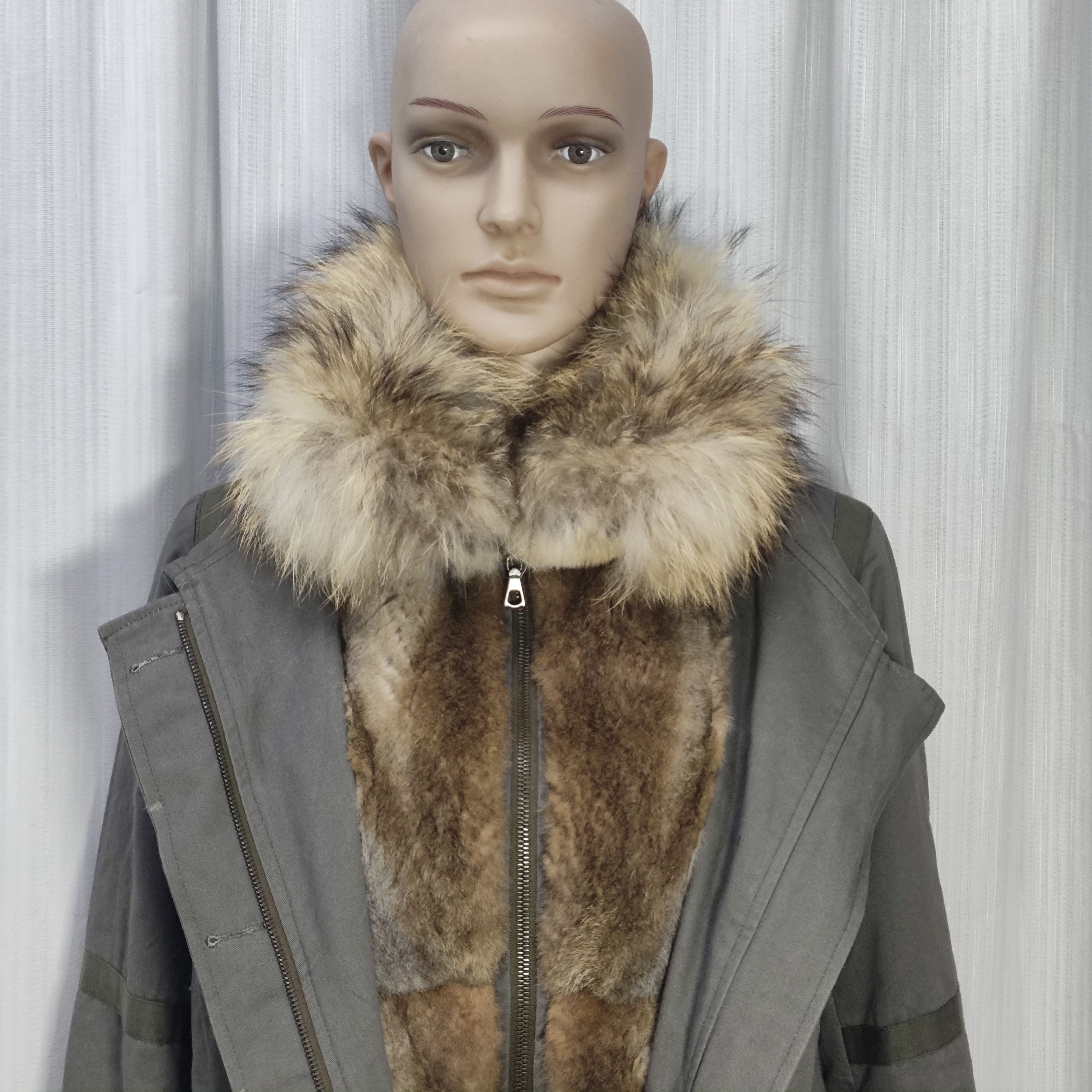 Yves Salomon ARMY Yves Salomon Cement Grey Khaki Fur Zip Up Jacket Size XS / US 0-2 / IT 36-38 - 4 Thumbnail