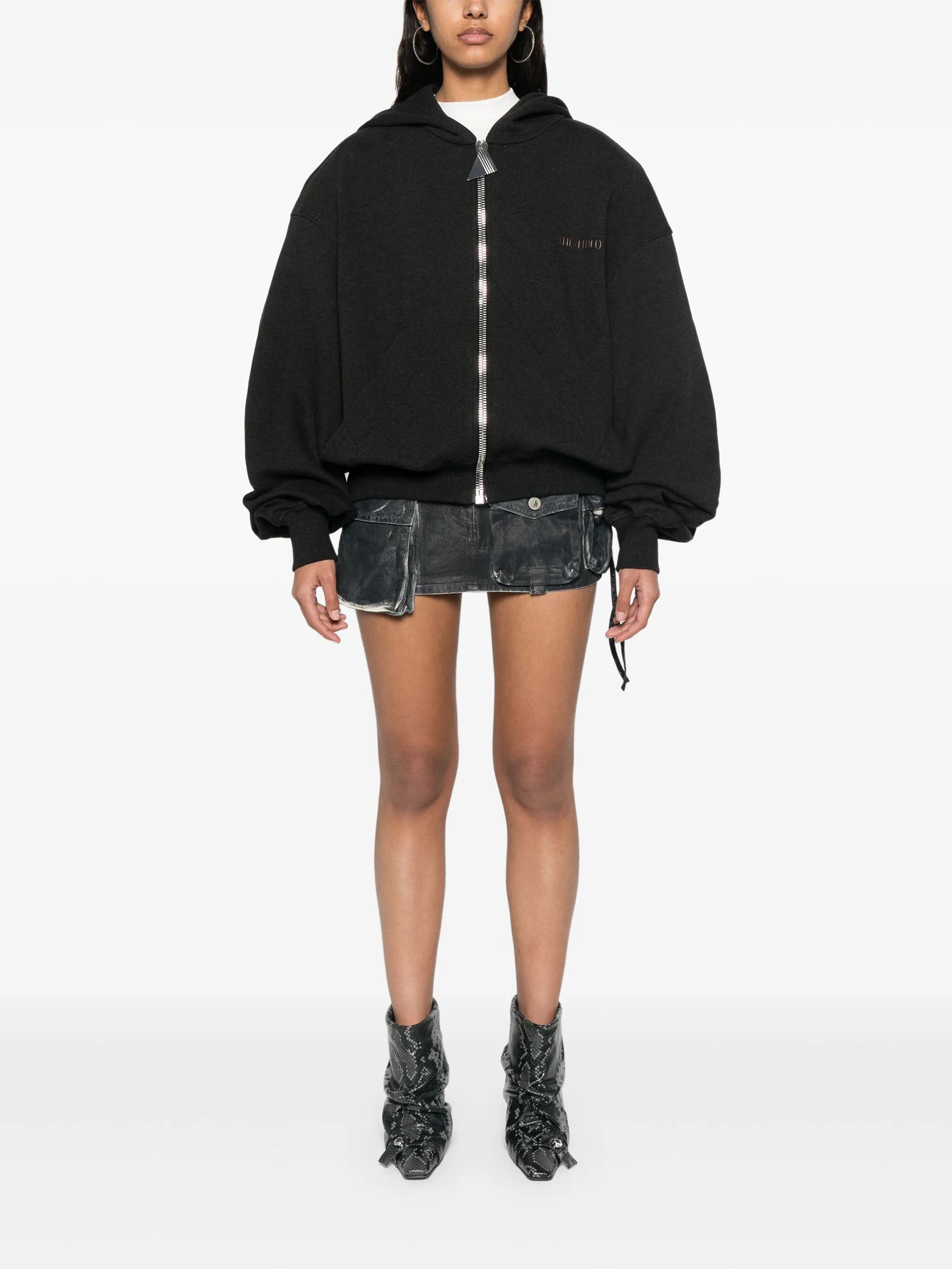 The Attico o1s22i1n0325 Gradient Zip Hoodie in Black Size M / US 6-8 / IT 42-44 - 2 Thumbnail