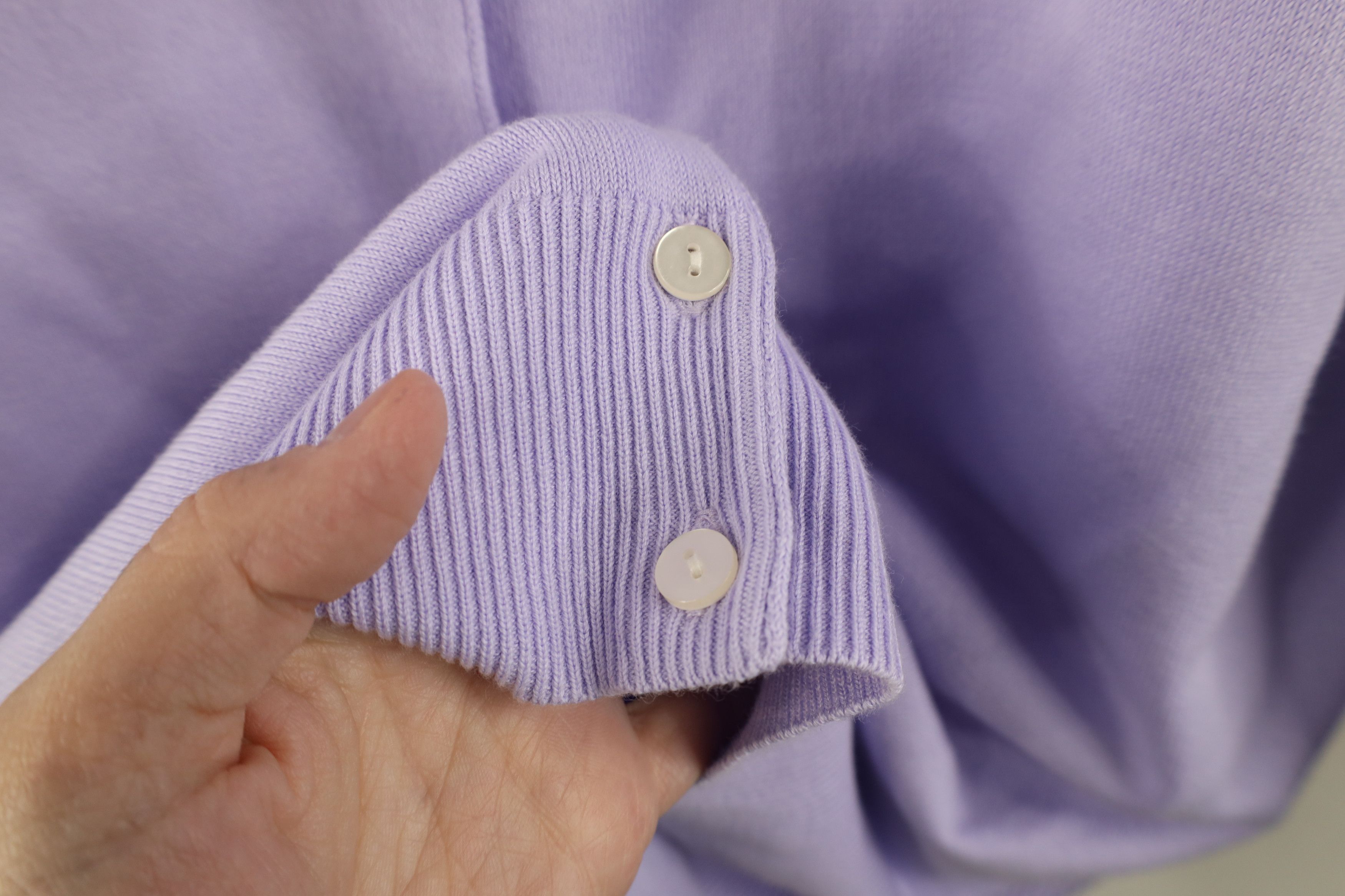 Lands' End × Vintage Vintage Lands End Cotton 3/4 Sleeve Cardigan Sweater Lilac Size 3XL / US 20-22 - 8 Thumbnail