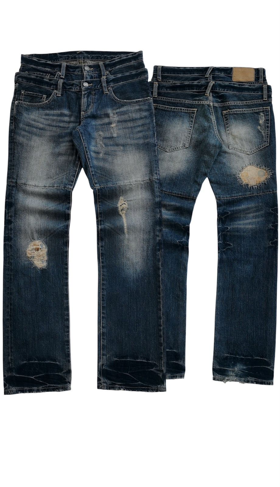PPFM × The Smiths PPFM Double Waist Patchwork Distressed Denim Jeans Size US 32 / EU 48 - 1 Thumbnail