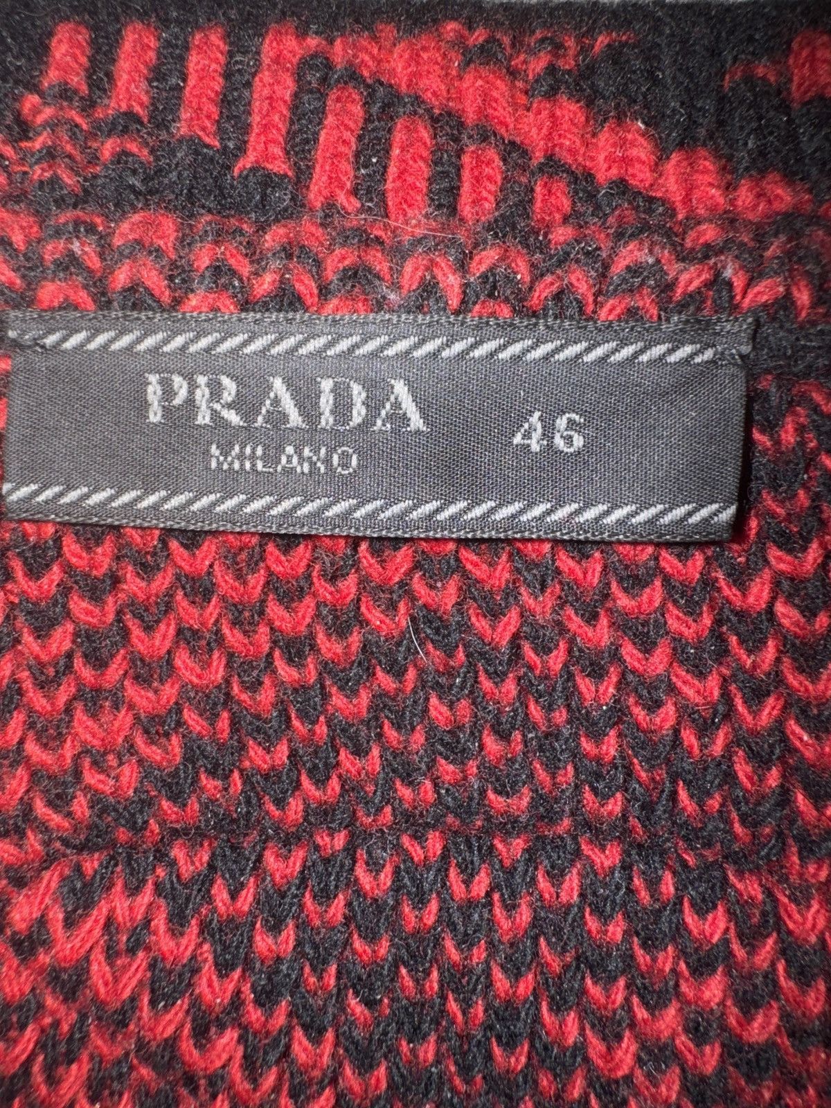 Prada × Raf Simons AW 21 cashmere red jacquard sweater Size US S / EU 44-46 / 1 - 3 Thumbnail