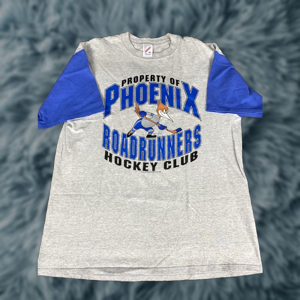 Jerzees VINTAGE Phoenix Roadrunners Hockey T-Shirt XL USA Gray 1994 Men Size US XL / EU 56 / 4 - 1 Thumbnail
