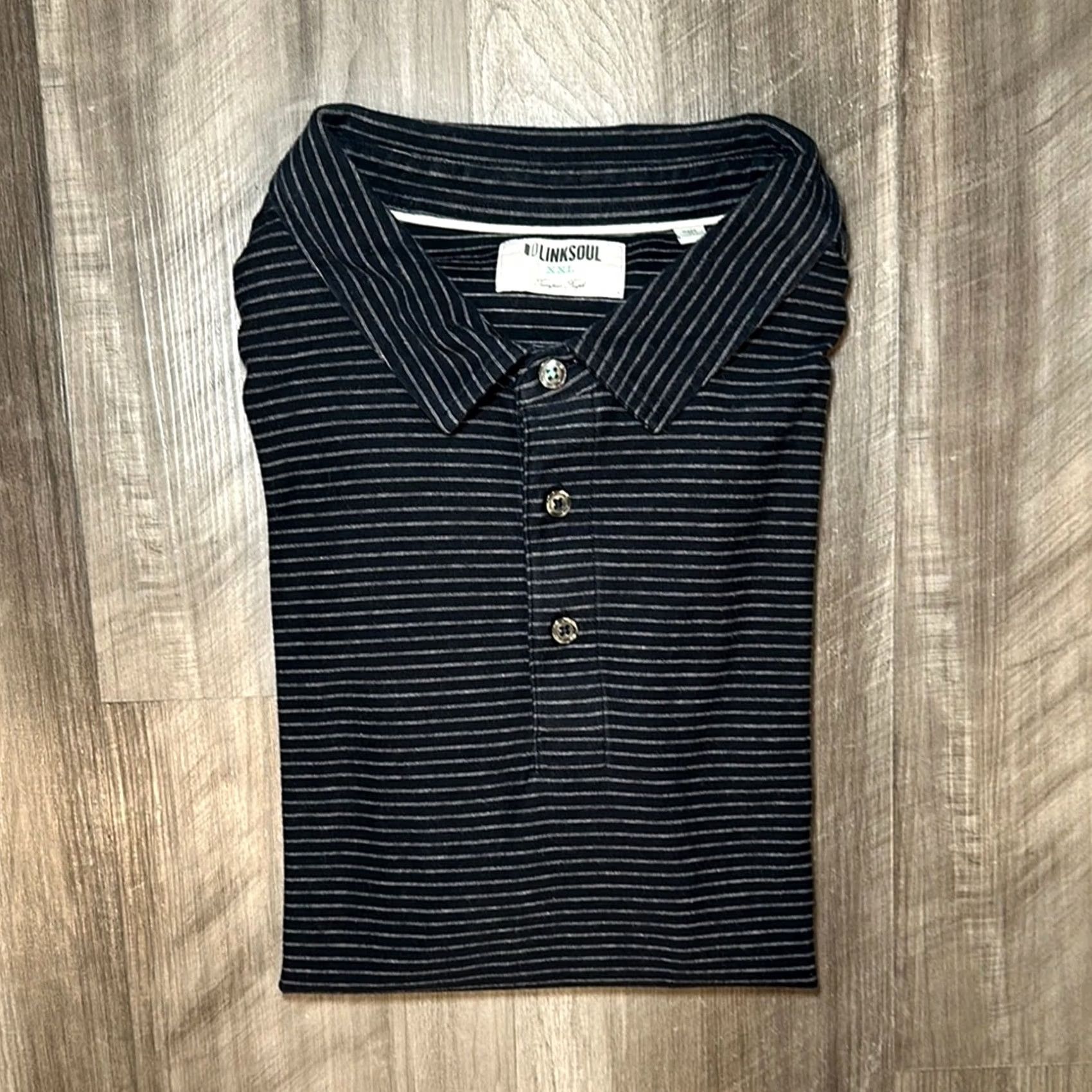 Vintage Linksoul Tempus Fugit Luxury Cotton Striped Golf Polo 2XL Mens Blue Night Navy White Pinstripes Polo Size US XXL / EU 58 / 5 - 2 Thumbnail