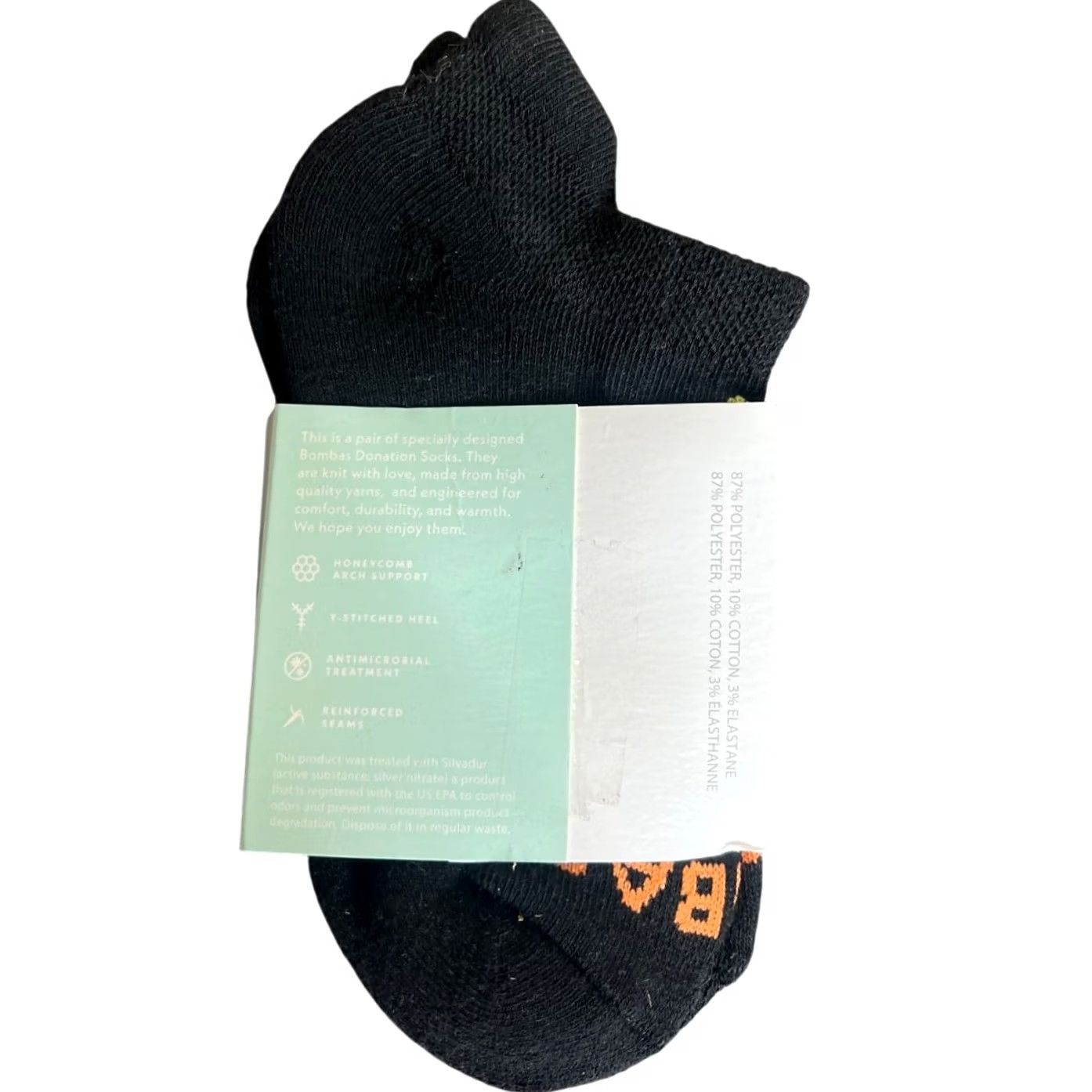 Vintage Bombas Socks Black XS Polyester One Pair NWT Size ONE SIZE - 2 Thumbnail