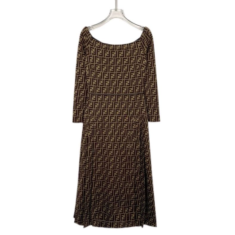 Fendi Fendi Brown Logo Print Cotton Dress Size M / US 6-8 / IT 42-44 - 1 Thumbnail