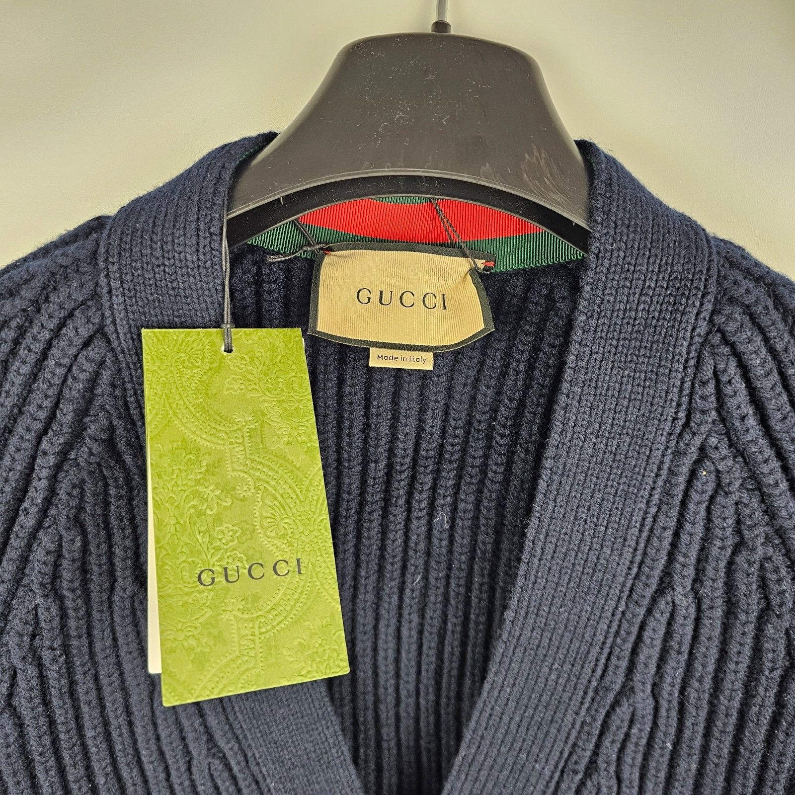GUCCI Navy Wool Cardigan New & Authentic