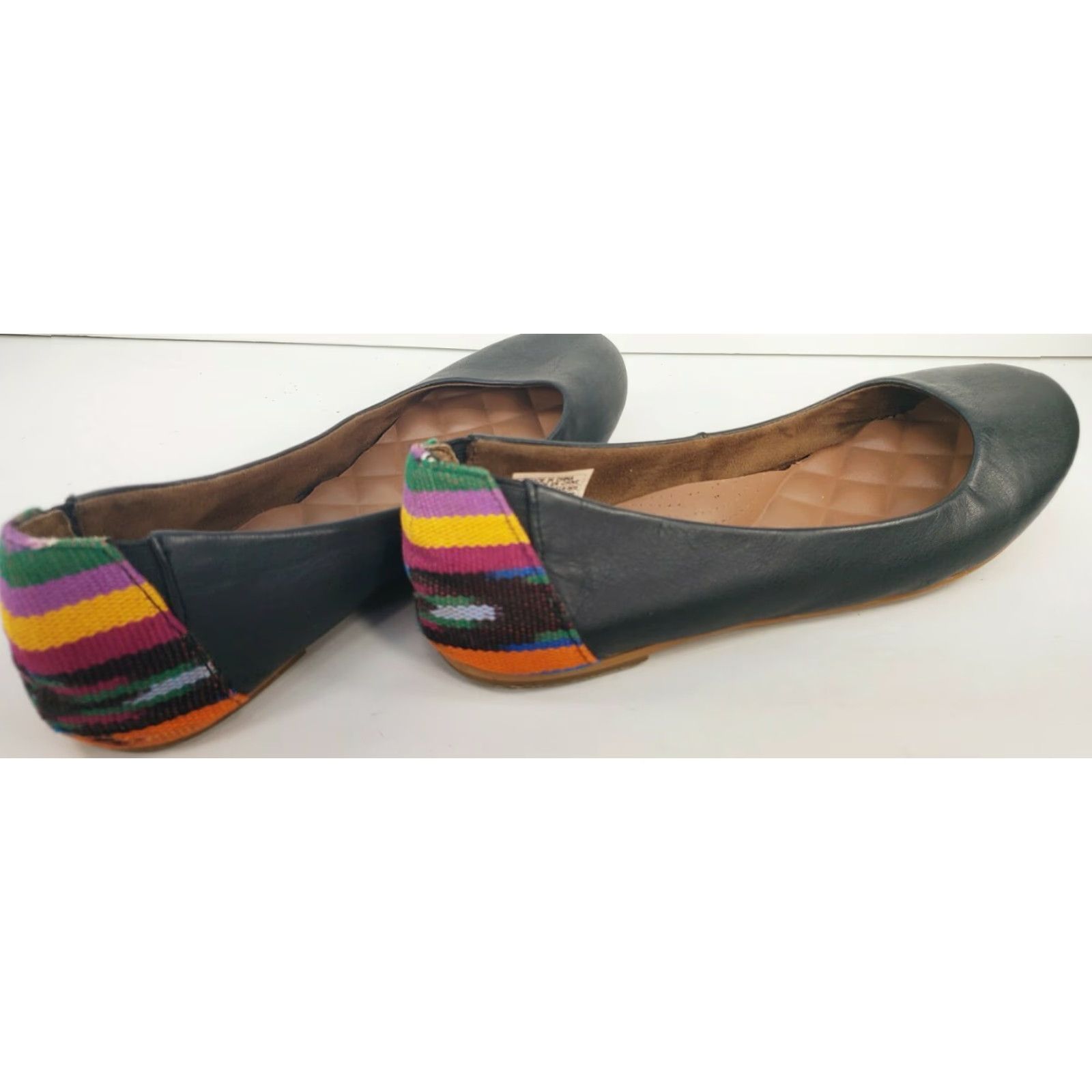 REEF Reef Tropic Sea Women's Ballet Flats 8M Black Leather Striped Heel, Casual, Flat Shoes, Slip On, Arch Support Size US 8 / IT 38 - 6 Thumbnail