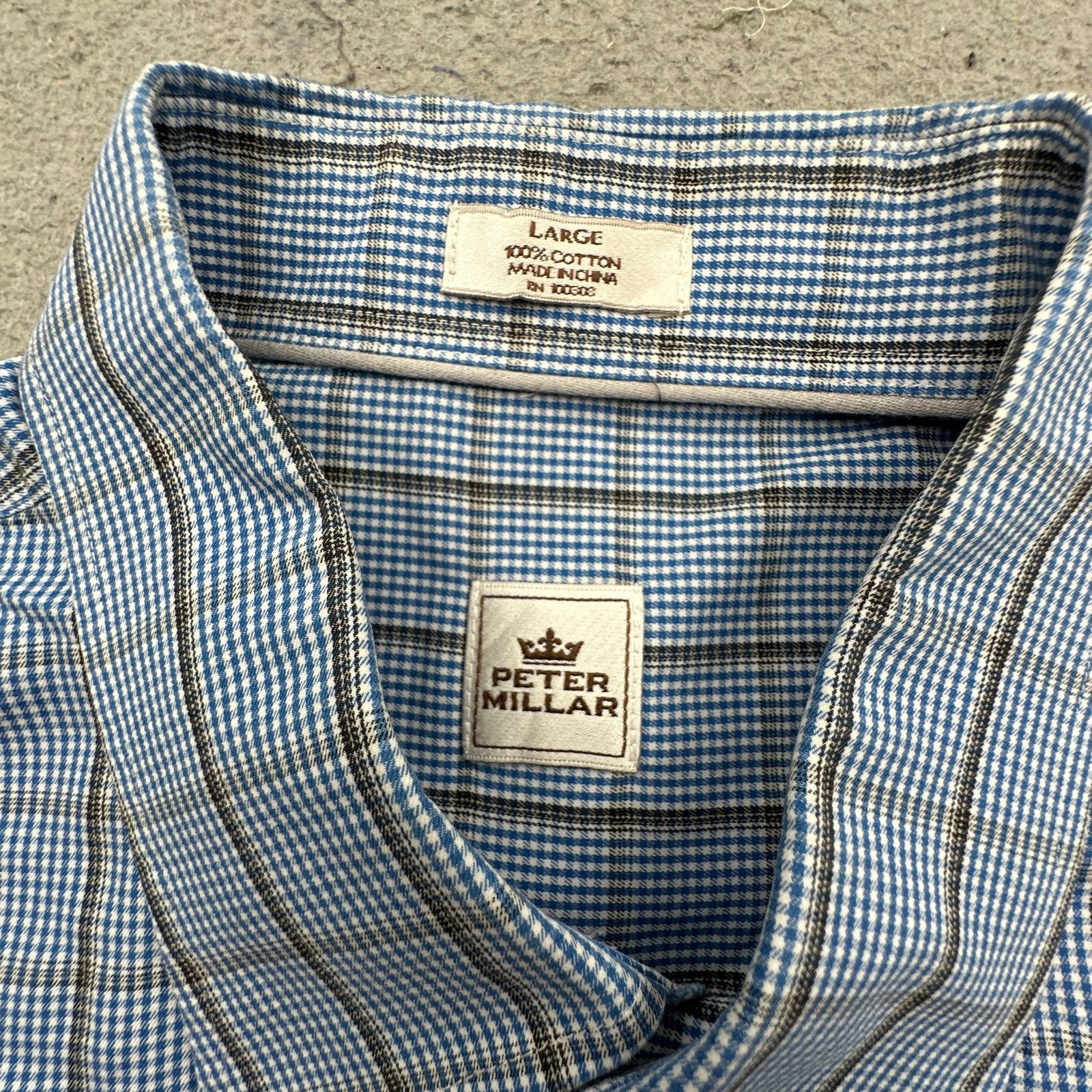 Peter Millar Peter Millar Blue Black Plaid Check Long Sleeve Shirt Mens L Size US L / EU 52-54 / 3 - 2 Thumbnail