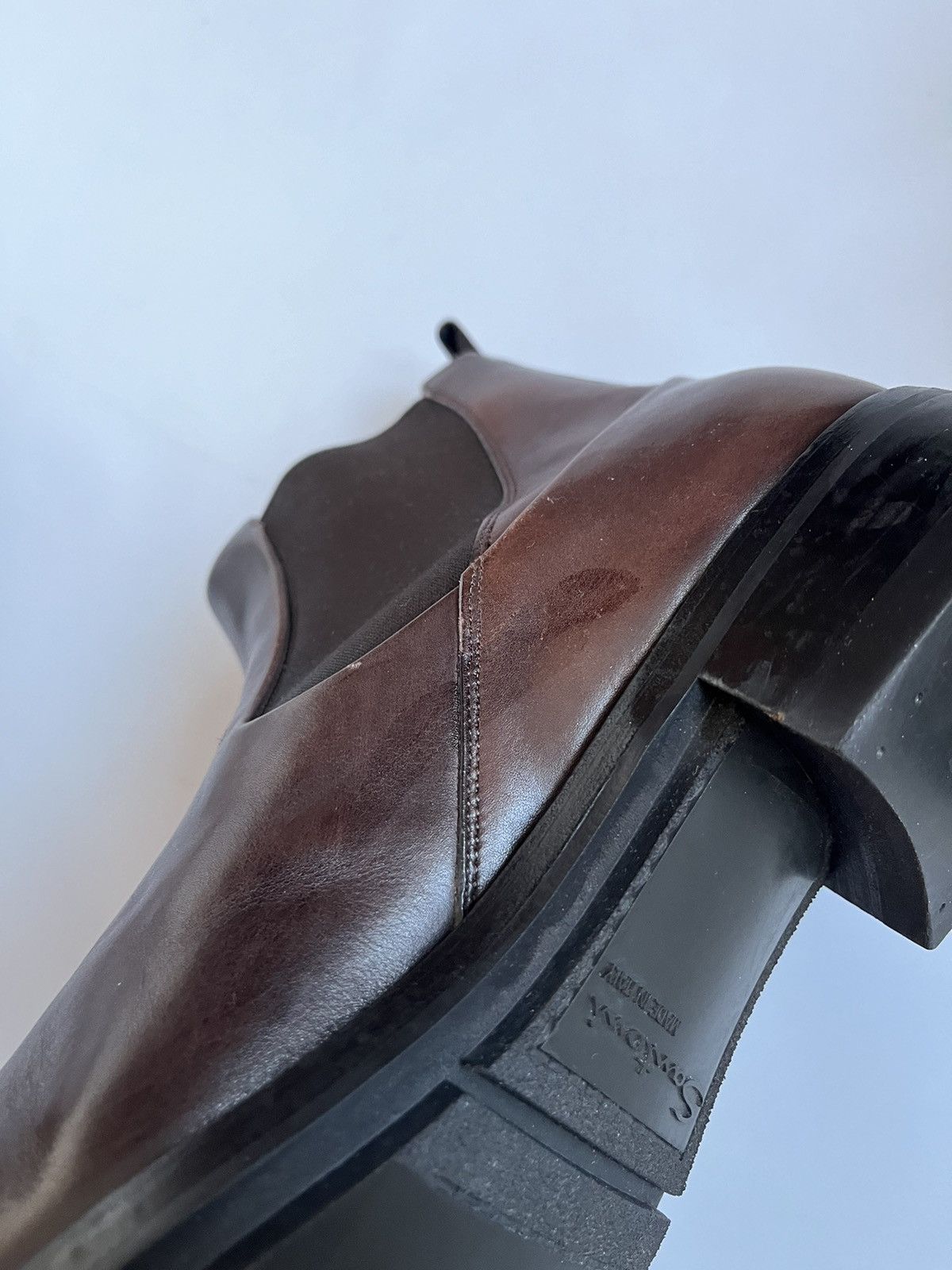 Santoni Santoni Men Brown Leather Chelsea Boots Size US 10.5 / EU 43-44 - 9 Thumbnail