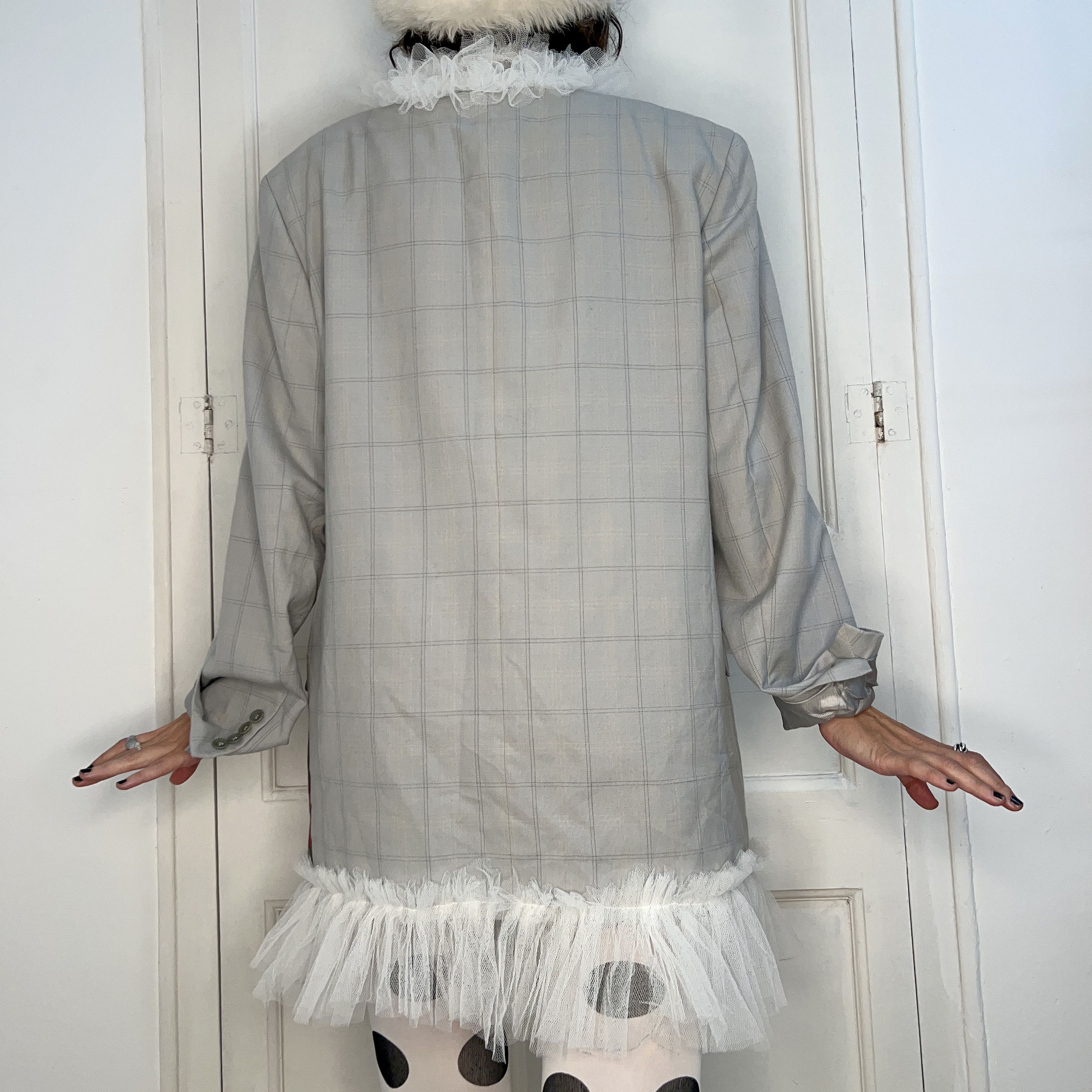 Custommade Hand-Painted Wool Harlequin Pierrot Blazer Size XL / US 12-14 / IT 48-50 - 2 Thumbnail