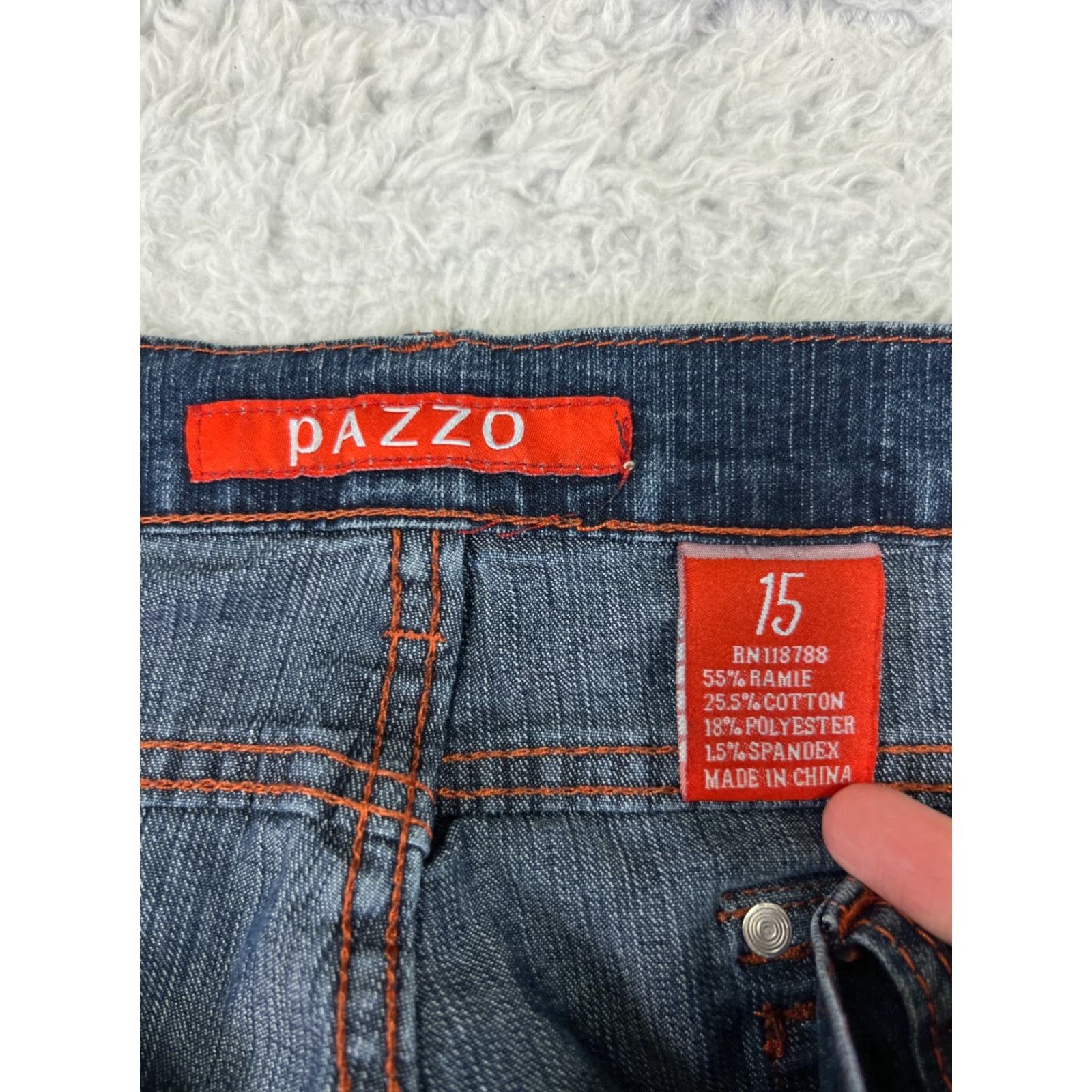 Denime VINTAGE PAZZO Jeans Women Bootscut Denim 31x31 Blue Floral Embellished Ramie Cotton Blend 15 Regular Size Size 36" / US 14 / IT 50 - 6 Thumbnail