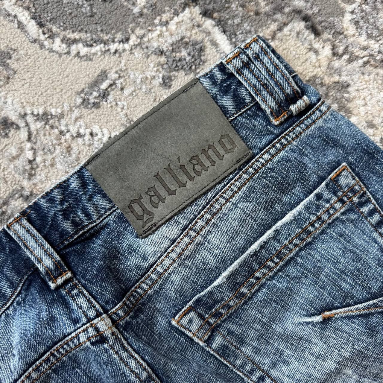 John Galliano Galliano Vintage Acid Washed Faded Ripped Denim Jeans Size 35" - 9 Thumbnail