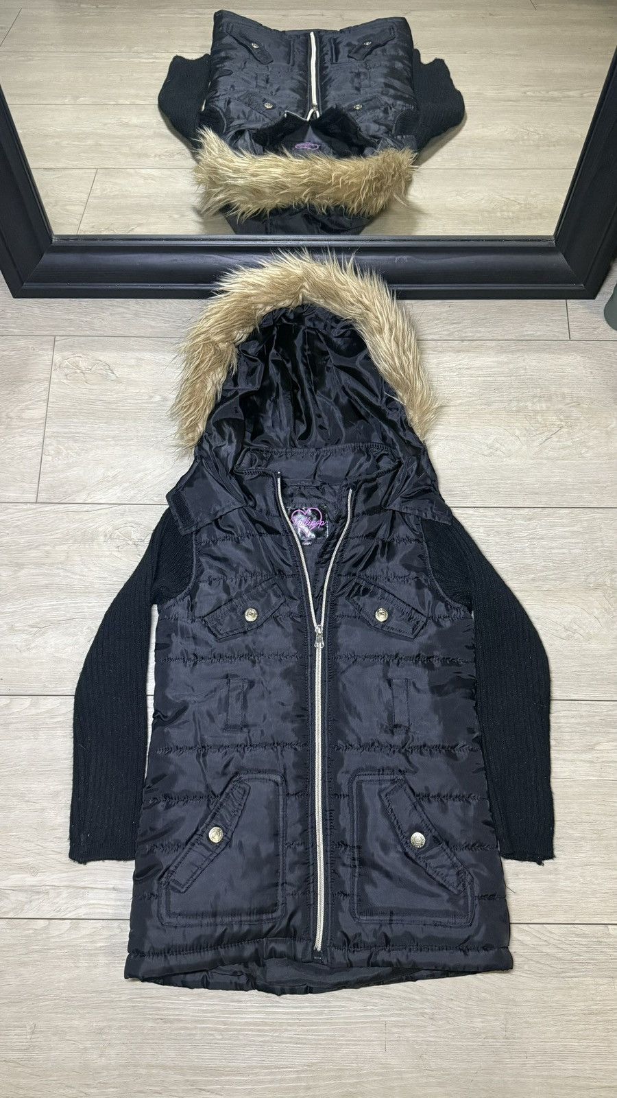 Other Y2K 2000s Chillipop Puffer Sweater With Fur Hood & Knitted Size S / US 4 / IT 40 - 1 Thumbnail