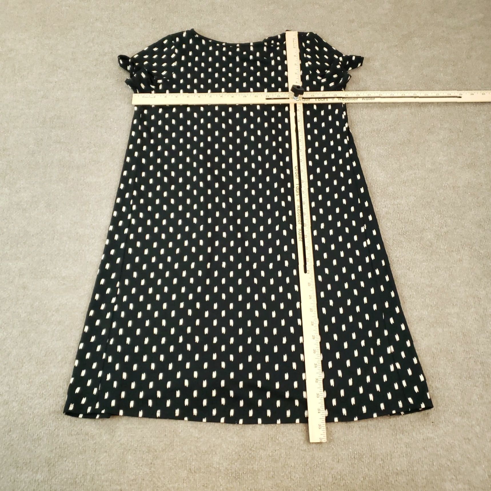 J. Jill J. Jill Dress Womens PS Petites Black White Geometric Flowy Short Sleeve Knee Length Size 28" / US 6 / IT 42 - 2 Thumbnail