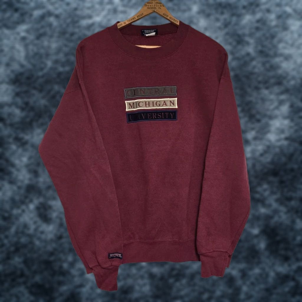 Jansport VINTAGE JanSport Central Michigan University Crewneck Sweatshirt Mens L Burgundy USA Made Size US L / EU 52-54 / 3 - 1 Thumbnail