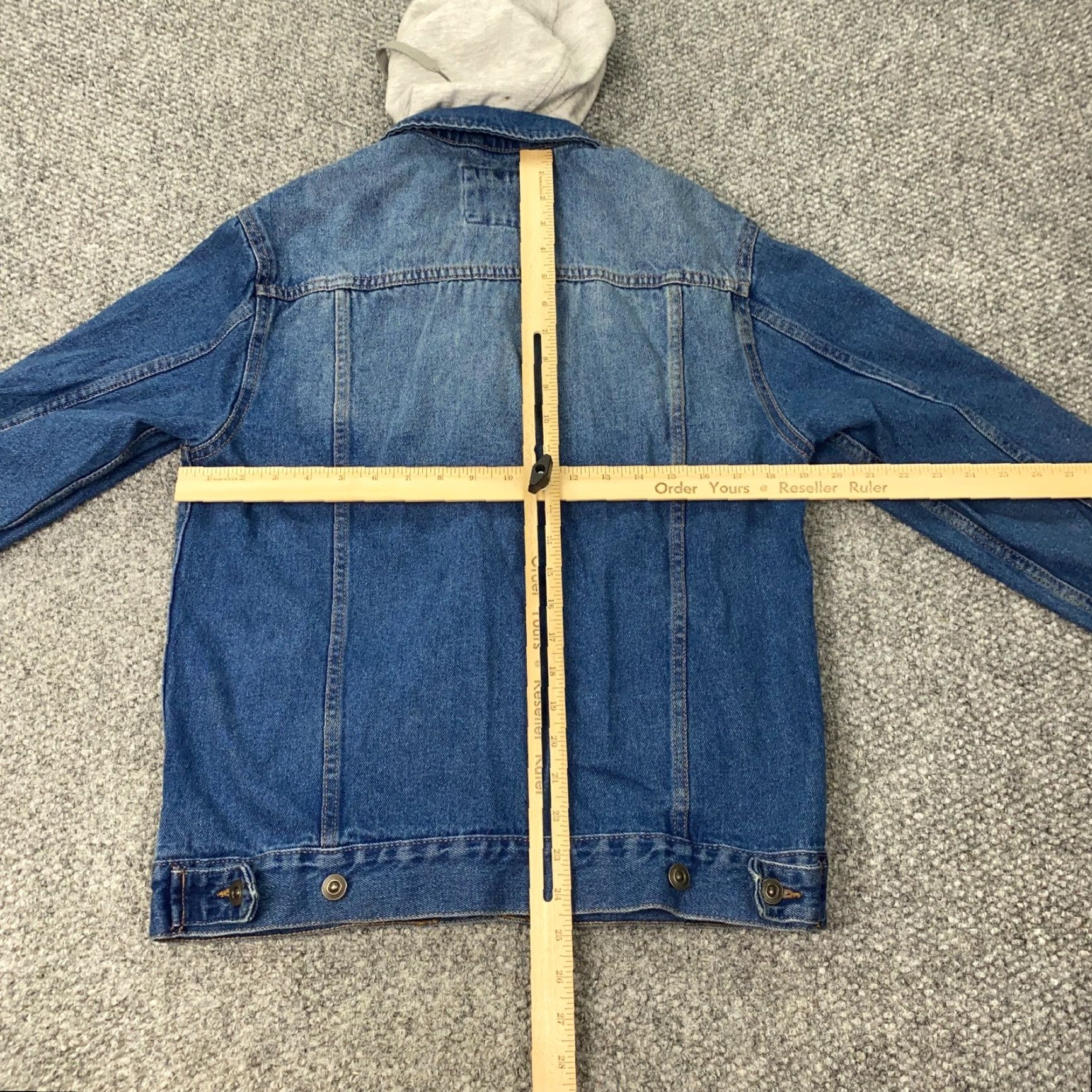 Forever 21 VINTAGE Forever 21 Denim Jacket Mens Small Blue Hooded Trucker Grunge Size US 29 - 5 Thumbnail