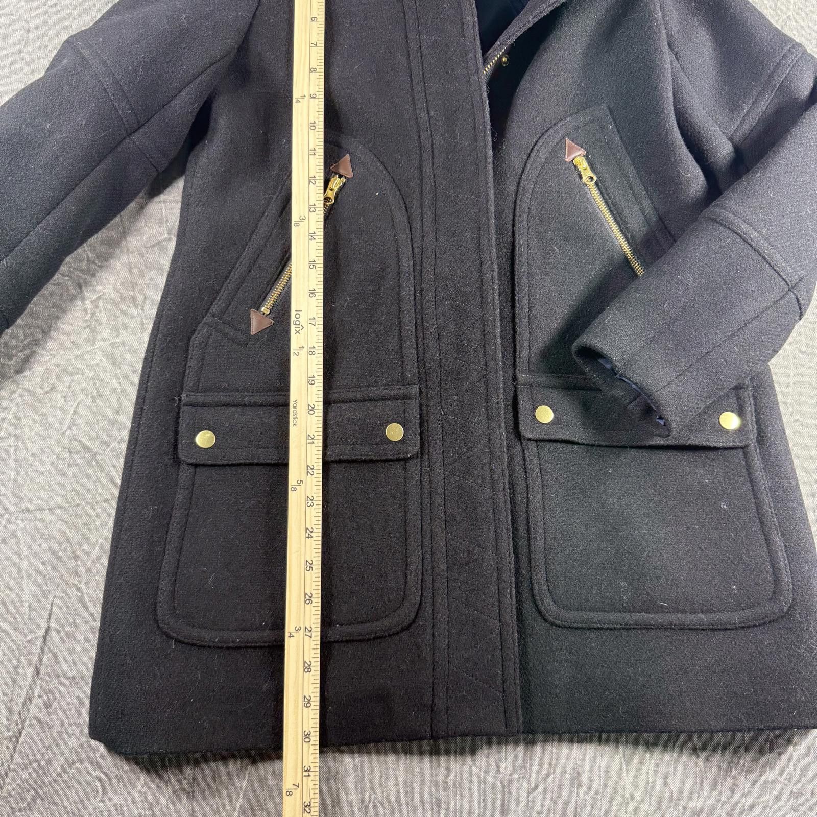 J.Crew J-Crew Coat Women's 2 Black Nello Gori Italian Stadium Wool Size XS / US 0-2 / IT 36-38 - 4 Thumbnail