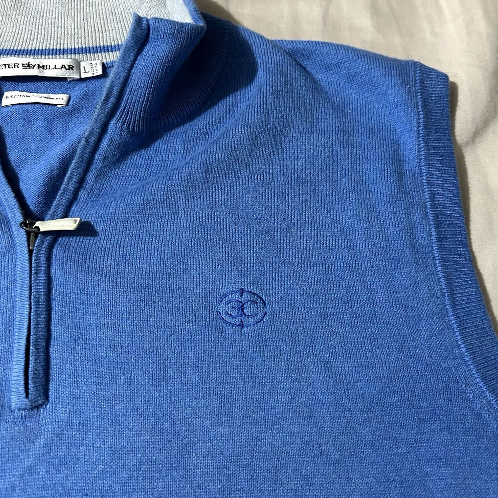 Peter Millar VINTAGE Men’s Peter Millar 3 Creeks Golf Club Cotton Cashmere Sweater Vest Blue L Mens Or Boys Size US L / EU 52-54 / 3 - 2 Thumbnail