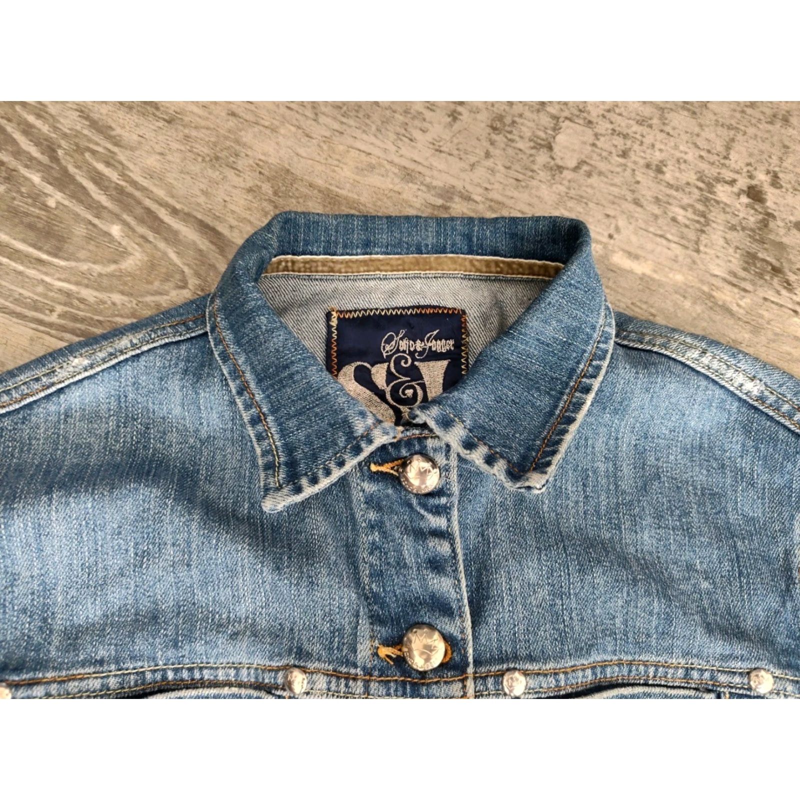 Denime VINTAGE SOHO & JAGGER Denim Jean Jacket Size 42 Women's Blue Mid-Length Biker 80s 90s Size 28" / US 6 / IT 42 - 5 Thumbnail