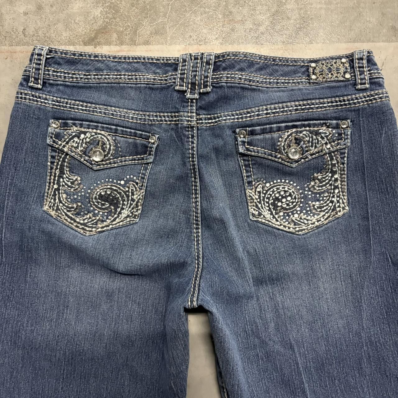 Japanese Brand × Vintage Crazy Vintage Y2K/2000s WideLeg Embroidered Pocket Grunge Skater Style Dark Wash Denim Jeans! Size US 36 / EU 52 - 7 Thumbnail