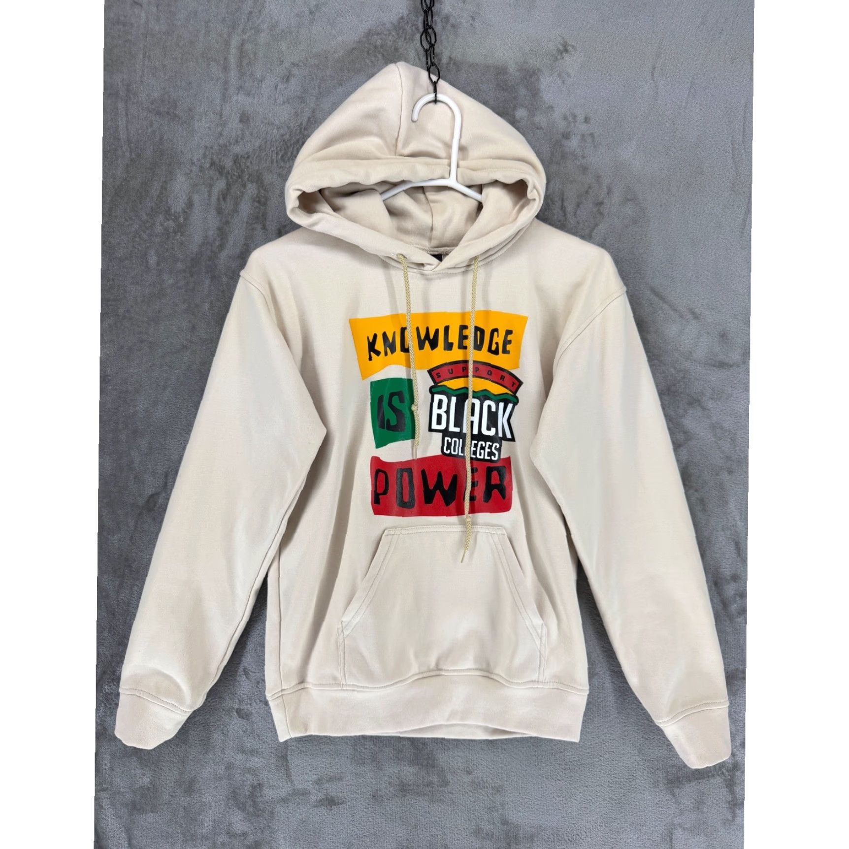 Vintage Support Black Colleges Hoodie Tan Knowledge Is Power S Small Mens Size US S / EU 44-46 / 1 - 2 Thumbnail