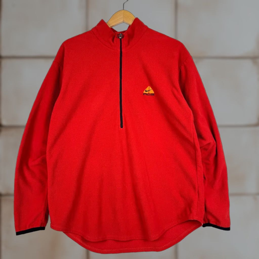 Nike Y2K Nike ACG Mens XL Thermal Layer 2 Pullover Fleece Red Mock Neck 1/2 Zip Sweater Shirt Size US XL / EU 56 / 4 - 1 Thumbnail