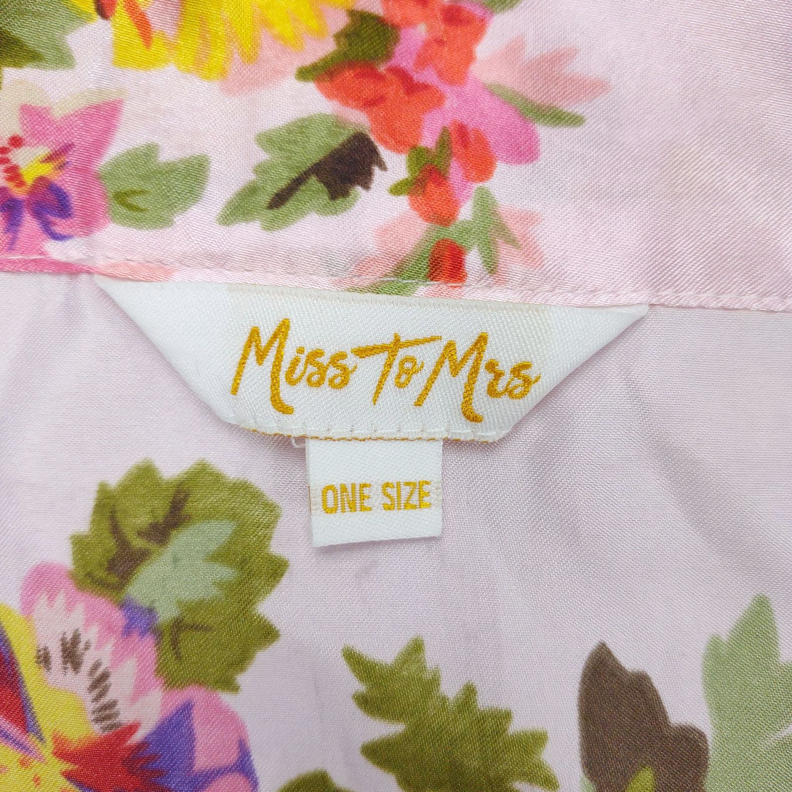 Other Miss to Mrs Pink Satin Floral Rose Bridal Kimono Robe OSFM Size ONE SIZE - 2 Thumbnail