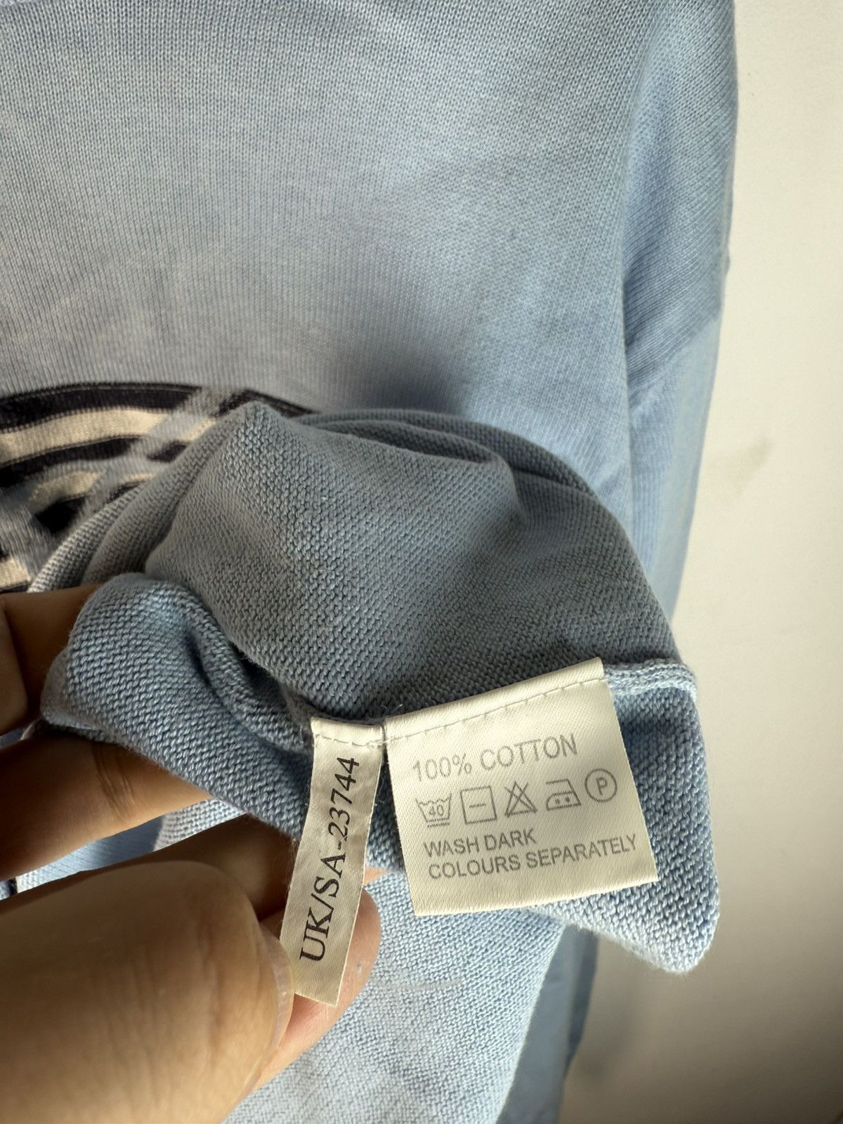 Yves Saint Laurent Blue YSL Sweater Knit Light Big Logo Size US L / EU 52-54 / 3 - 5 Thumbnail