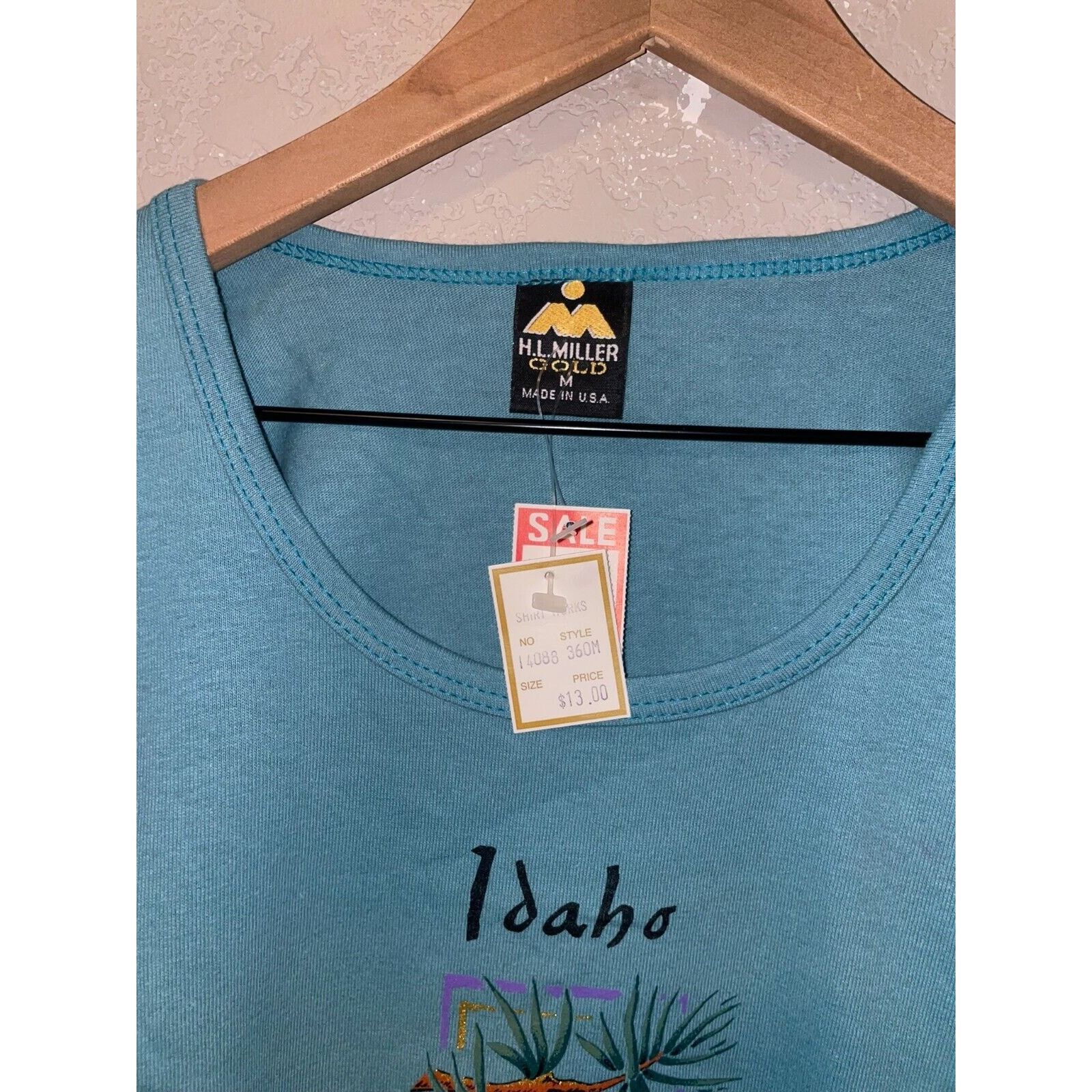 Vintage Womens Vintage Idaho Shirt Pinecone Fall Tree Teal Tee 90s M Size M / US 6-8 / IT 42-44 - 6 Thumbnail