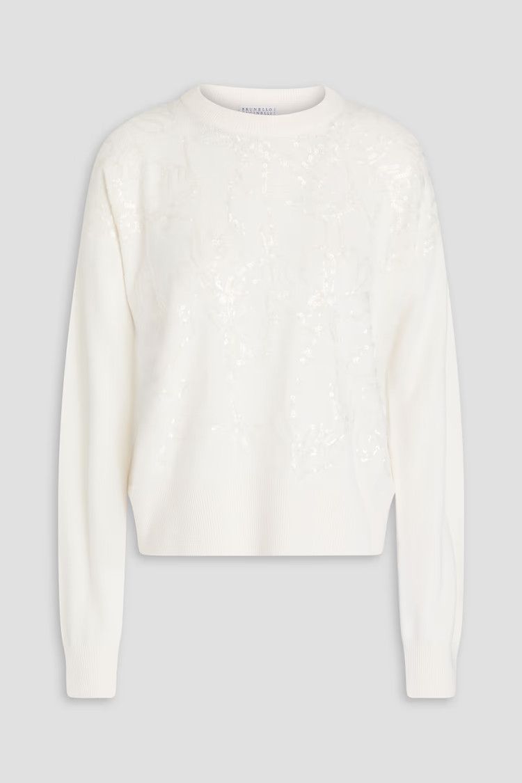 Brunello Cucinelli o1y0825 Crewneck Sweater in Cream Size XL / US 12-14 / IT 48-50 - 1 Thumbnail