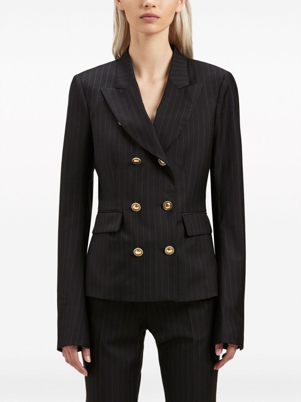 Palm Angels o1y1125 Pinstriped Blazer in Midnight Blue Size S / US 4 / IT 40 - 2 Thumbnail