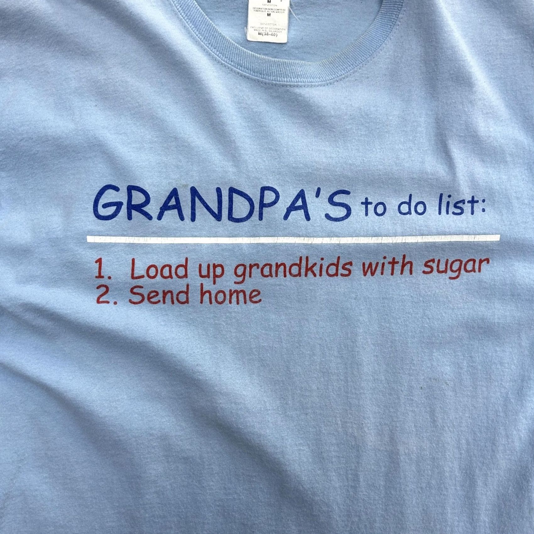 Vintage VINTAGE Grandpa's to do list Mens Medium Blue Graphic Tee Gift Shirt Size US M / EU 48-50 / 2 - 2 Thumbnail
