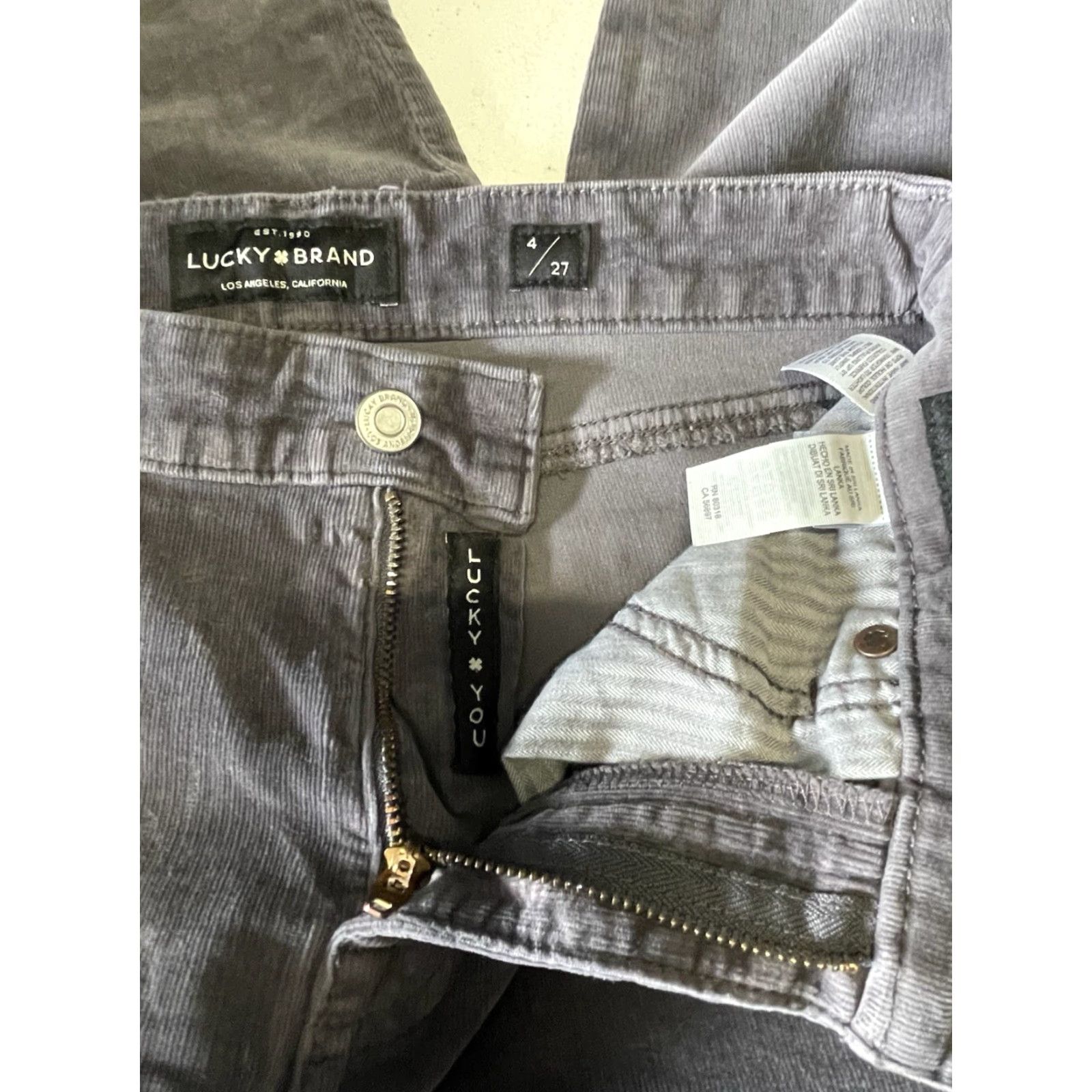 Lucky Brand Lucky Brand Pants Womens 4/27 Ava Skinny Corduroy Gray Stretch Pants Womens Regular Gray Corduroy Stretch 5-Pocket Mens? Size 27" / US 4 / IT 40 - 4 Thumbnail