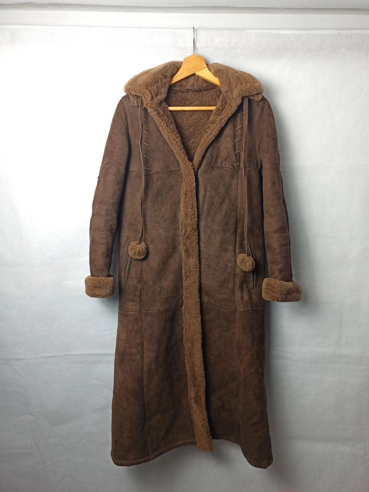 Image of Retro Jacket x Vintage 90's Vintage Hooded Leather Coat Penny Lane Style in Brown, Women's (Size Sm