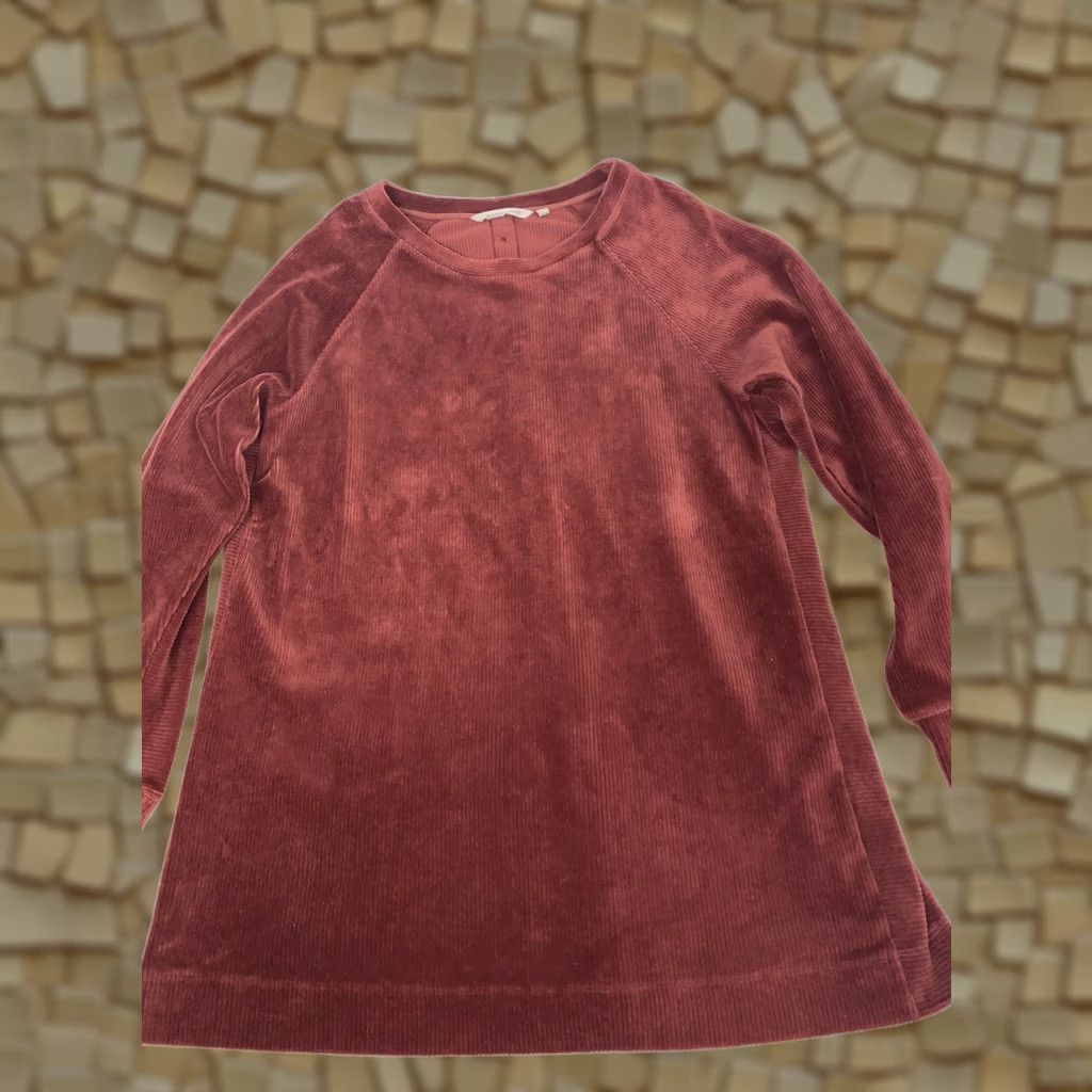 Soft Surroundings Soft Surroundings Caroline Velour Corduroy Pullover Tunic L Rust Women Knit Top Boho Button Back Long Sleeve Regular Pattern Solid Size L / US 10 / IT 46 - 1 Thumbnail