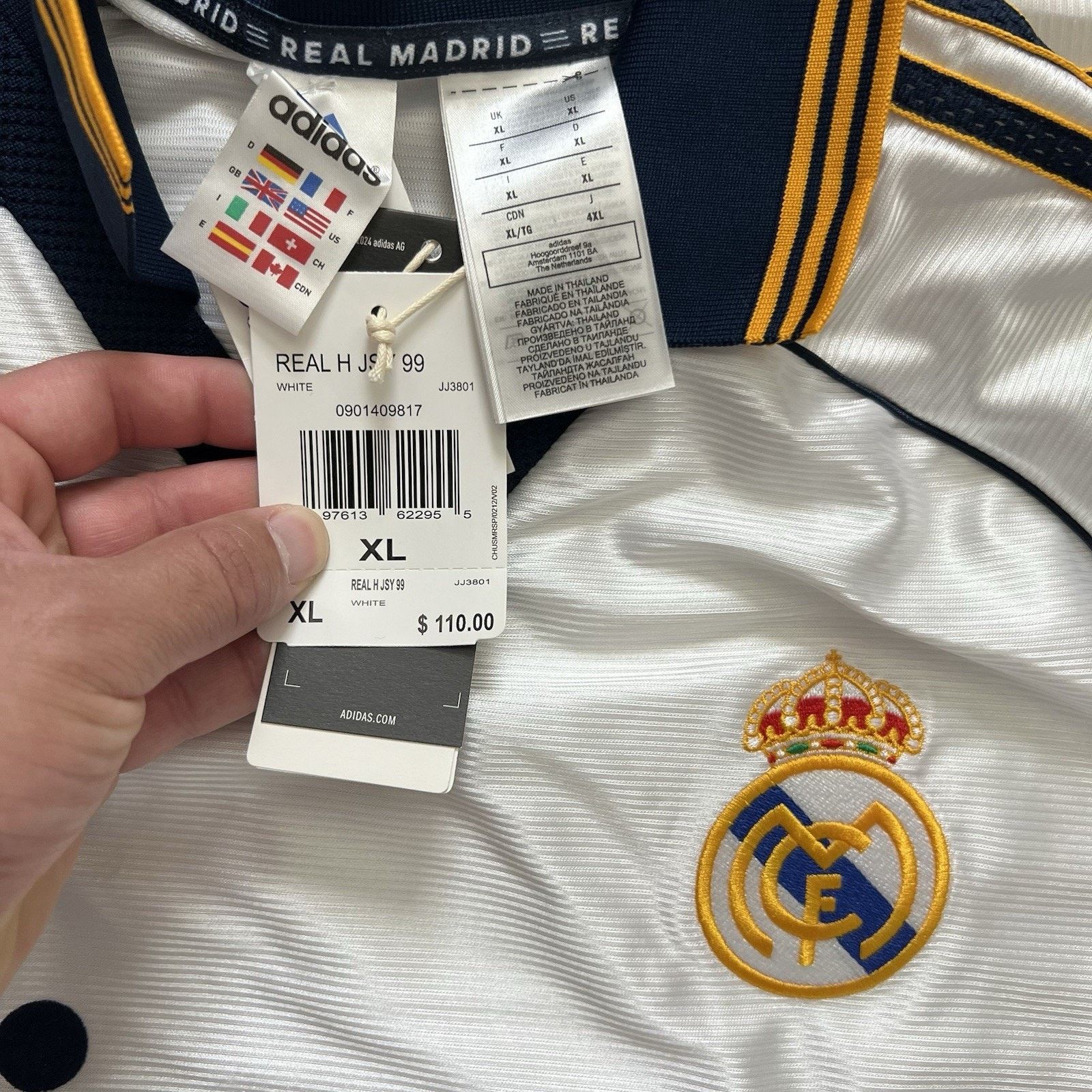 Adidas Adidas Authentic Real Madrid 1999/00 Home Jersey XL NWT Size US XL / EU 56 / 4 - 7 Thumbnail