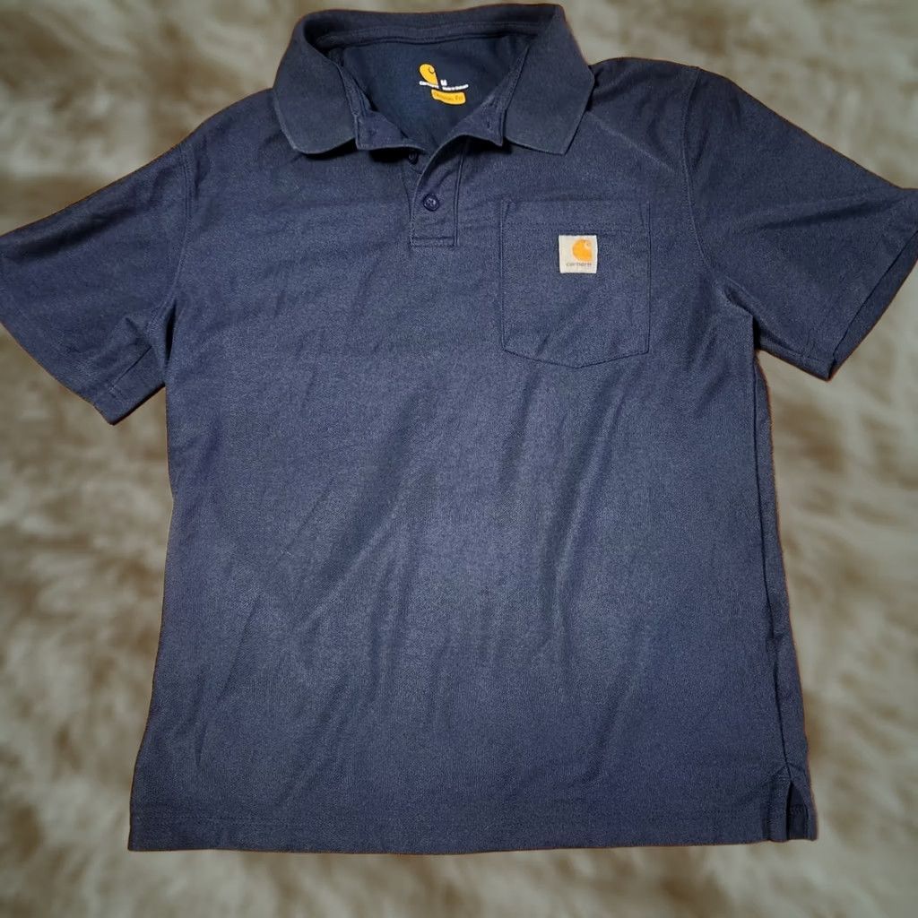 Carhartt Carhartt Polo Shirt Men M Short Sleeve Navy Blue Logo Pocket Relaxed Fit Size US M / EU 48-50 / 2 - 1 Thumbnail